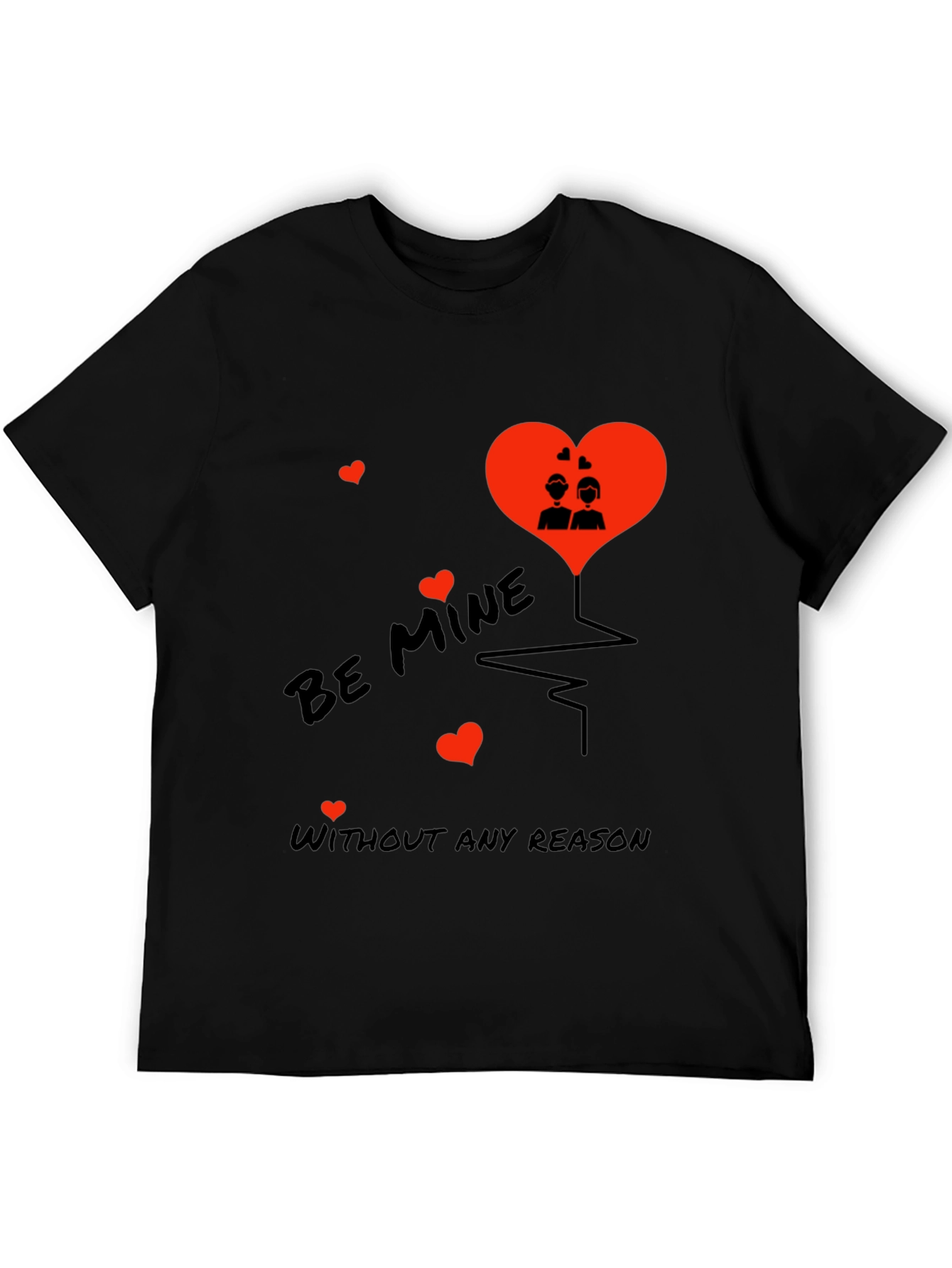 Romantic Be Mine Black T-Shirt