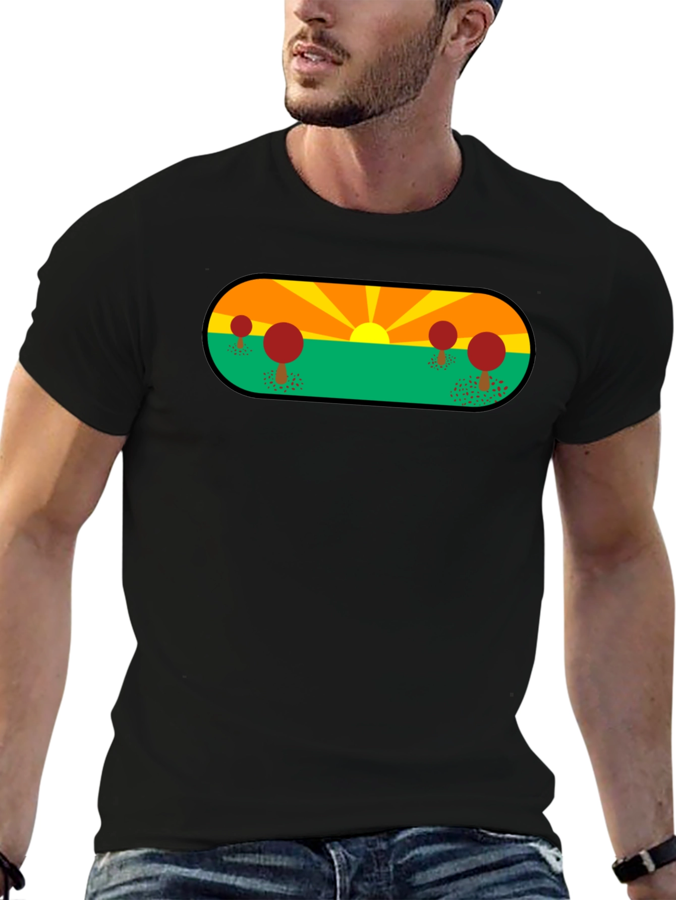 Nature Graphic Tee - Black Short Sleeve