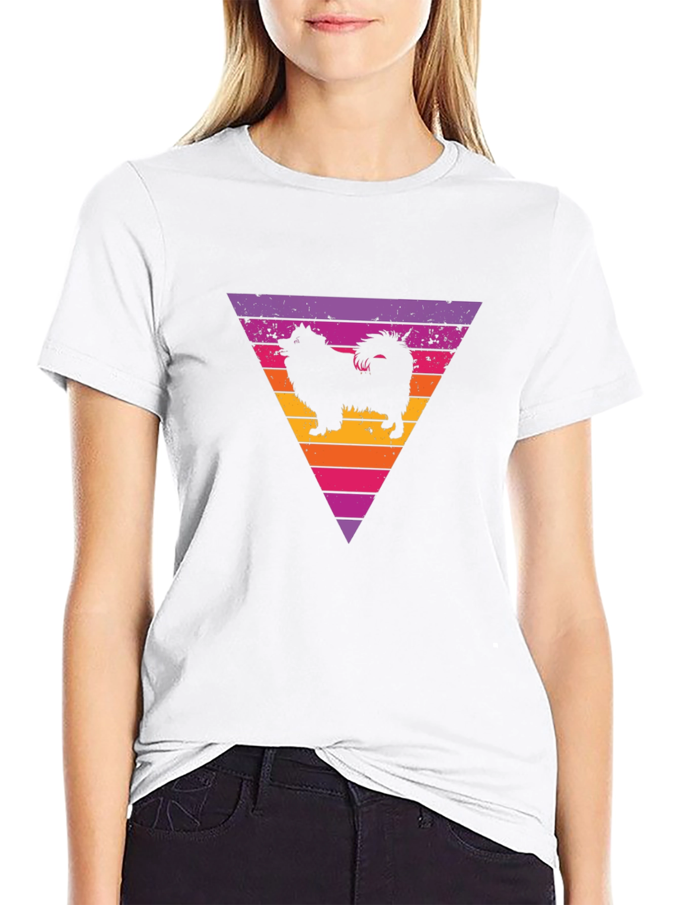 Retro Dog Triangle Graphic T-Shirt