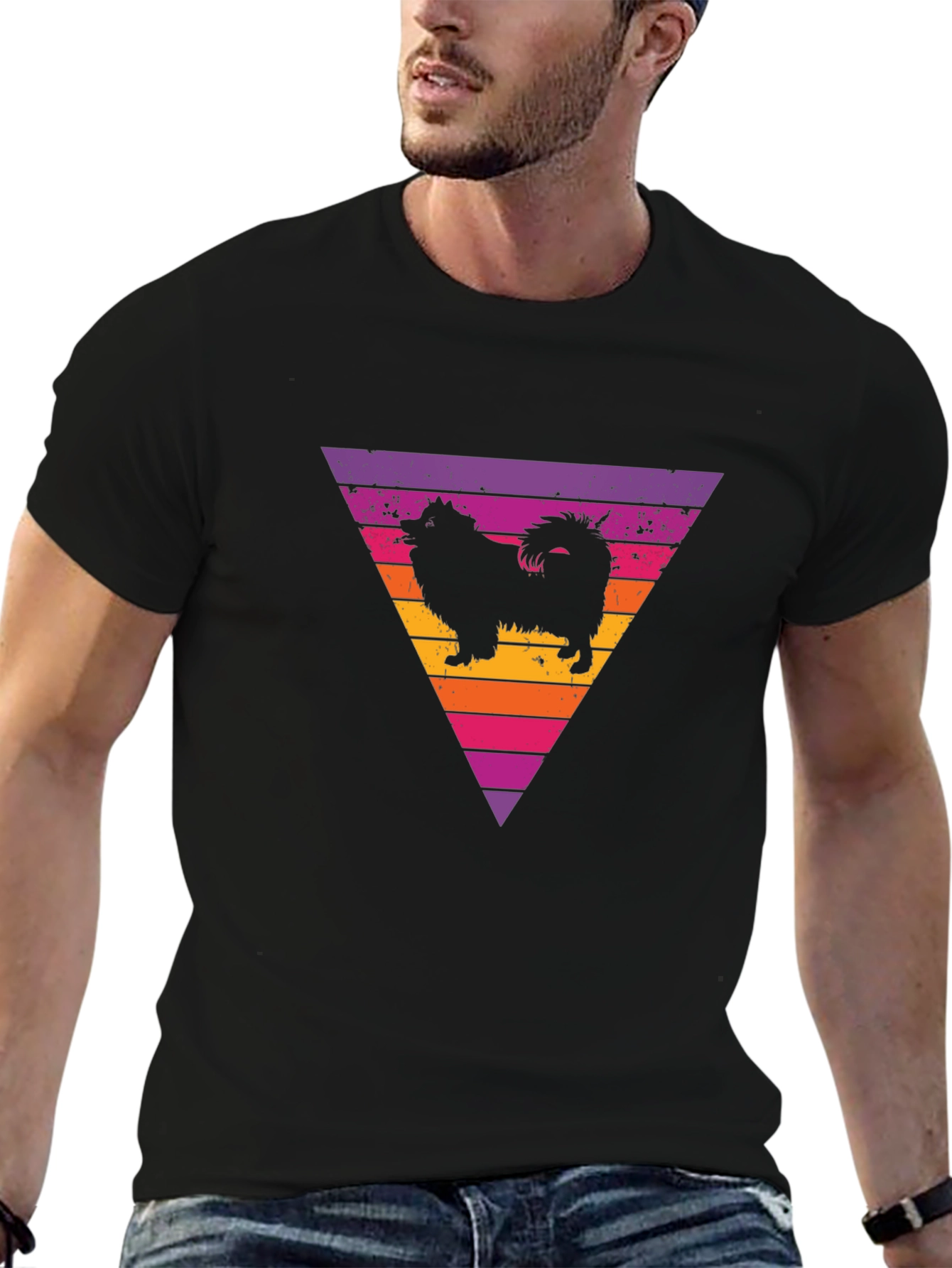 Retro Dog Triangle Graphic T-Shirt