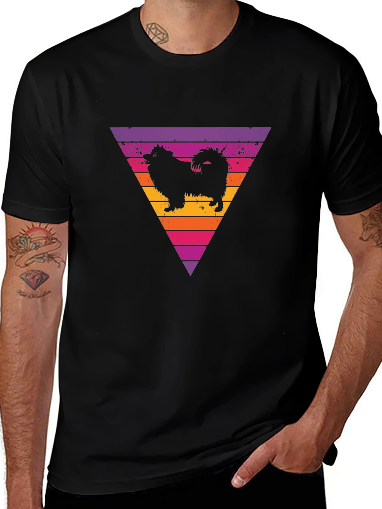 Retro Dog Triangle Graphic T-Shirt