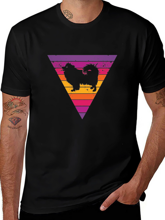 Retro Dog Triangle Graphic T-Shirt