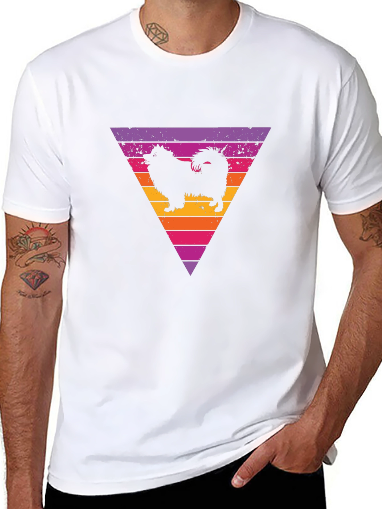 Retro Dog Triangle Graphic T-Shirt