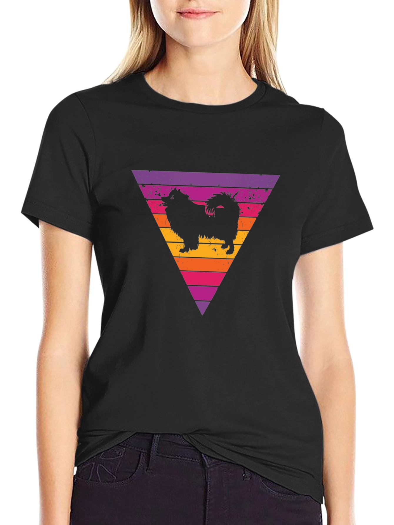 Retro Dog Triangle Graphic T-Shirt