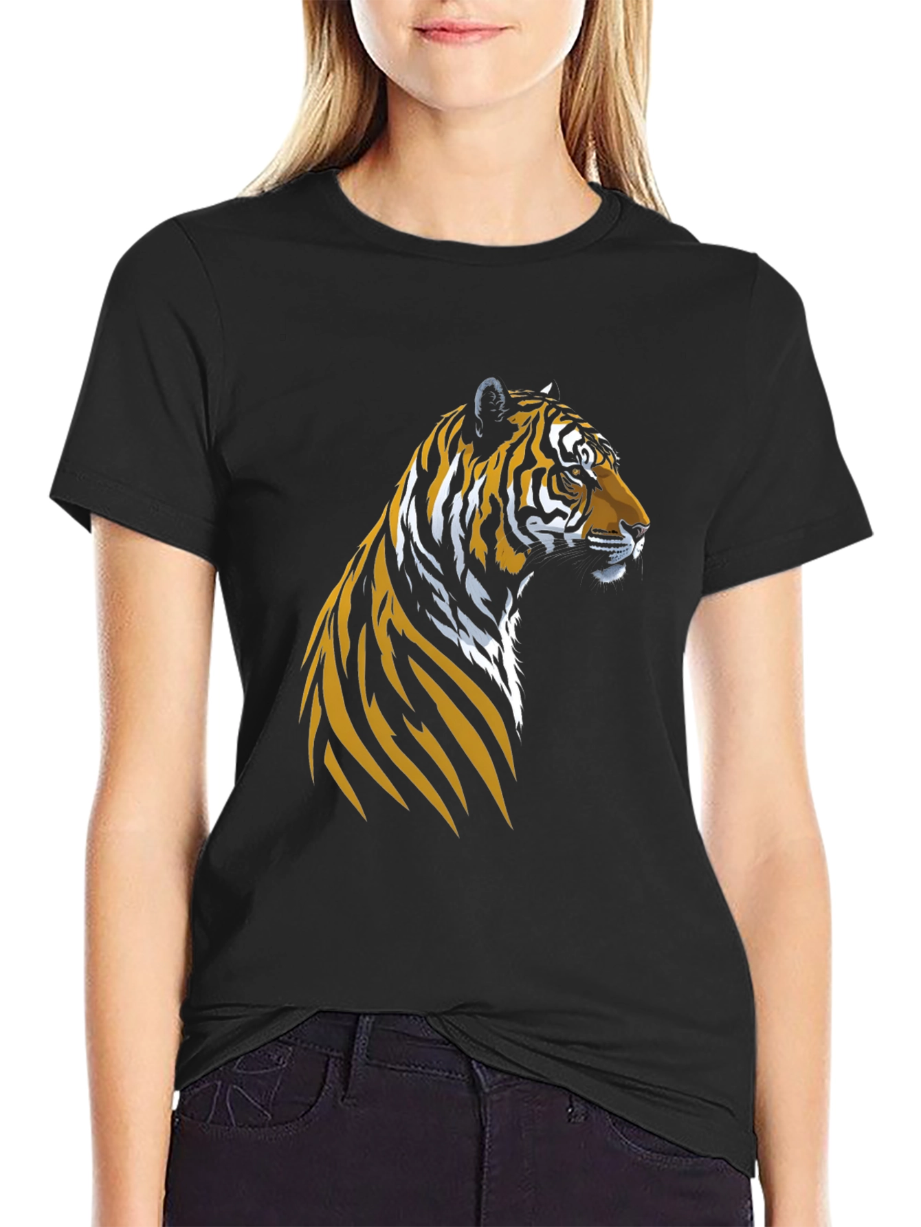 Cool Tiger Graphic Tee - Black Cotton T-Shirt