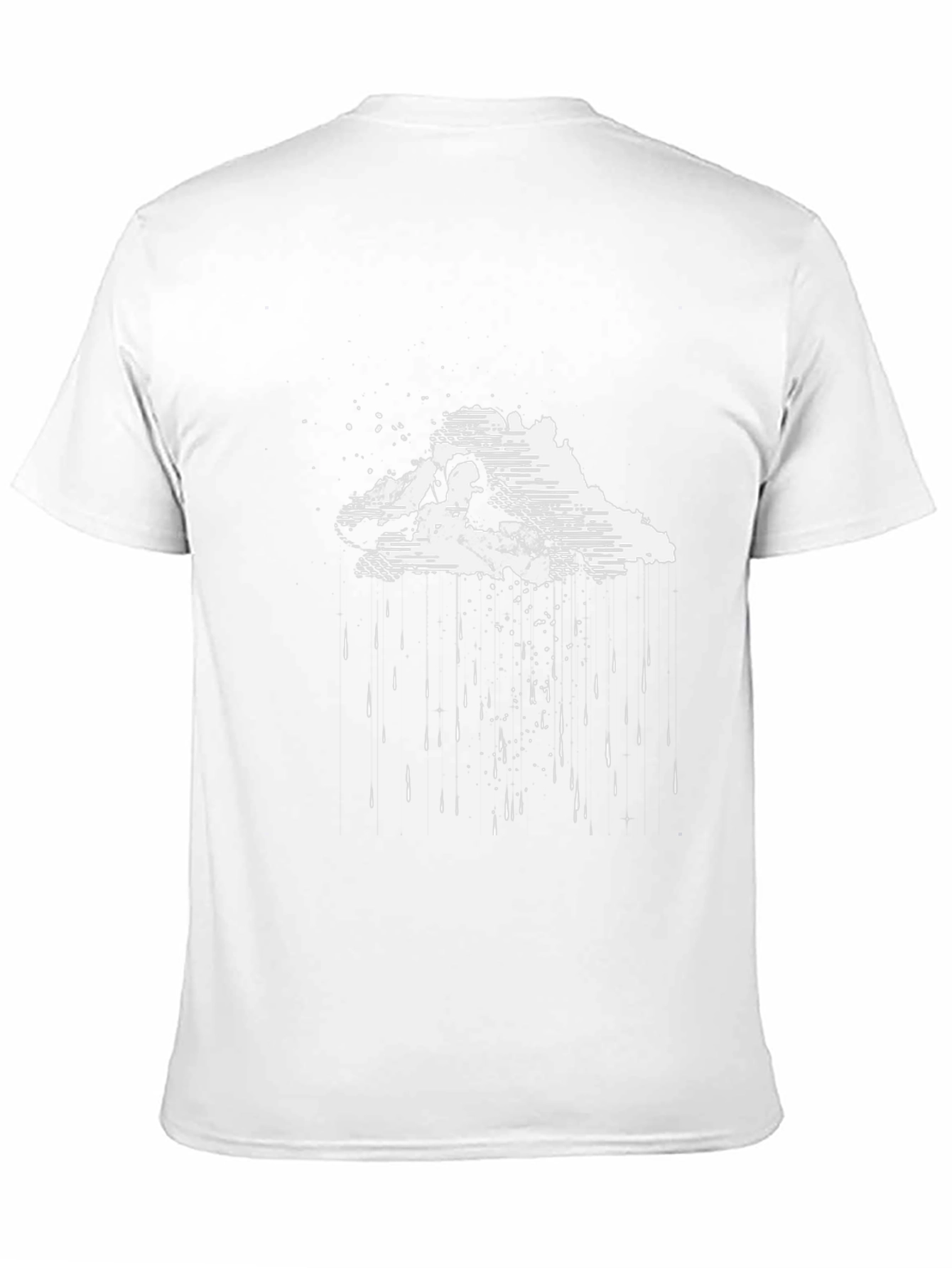 Artistic Rain Cloud Graphic Tee - Black Cotton