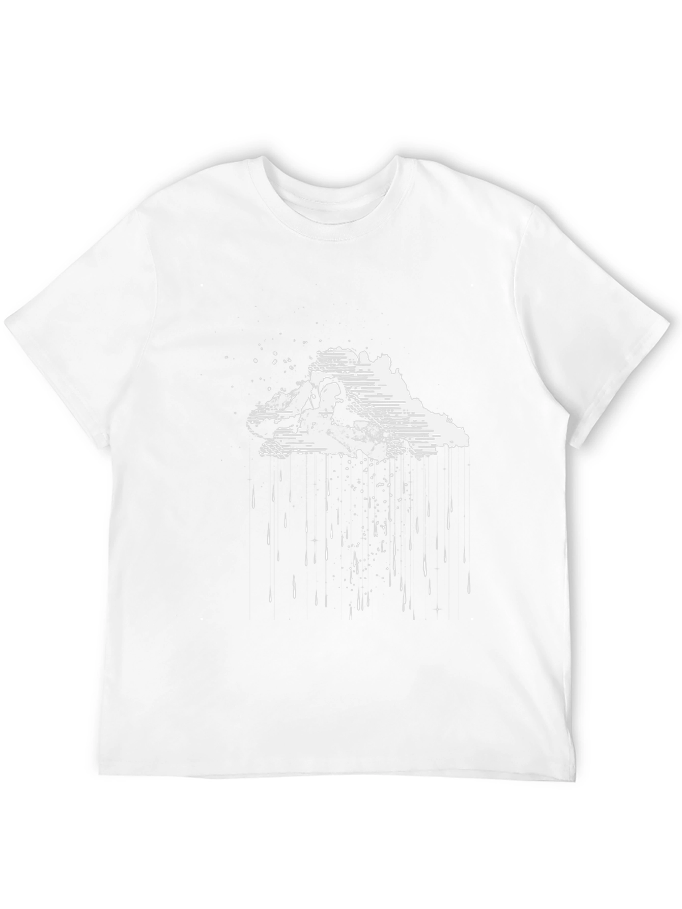 Artistic Rain Cloud Graphic Tee - Black Cotton