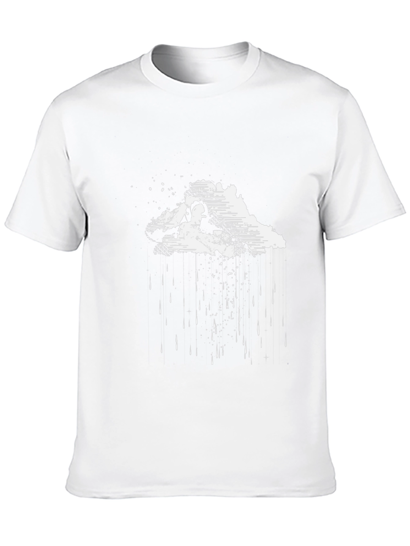 Artistic Rain Cloud Graphic Tee - Black Cotton