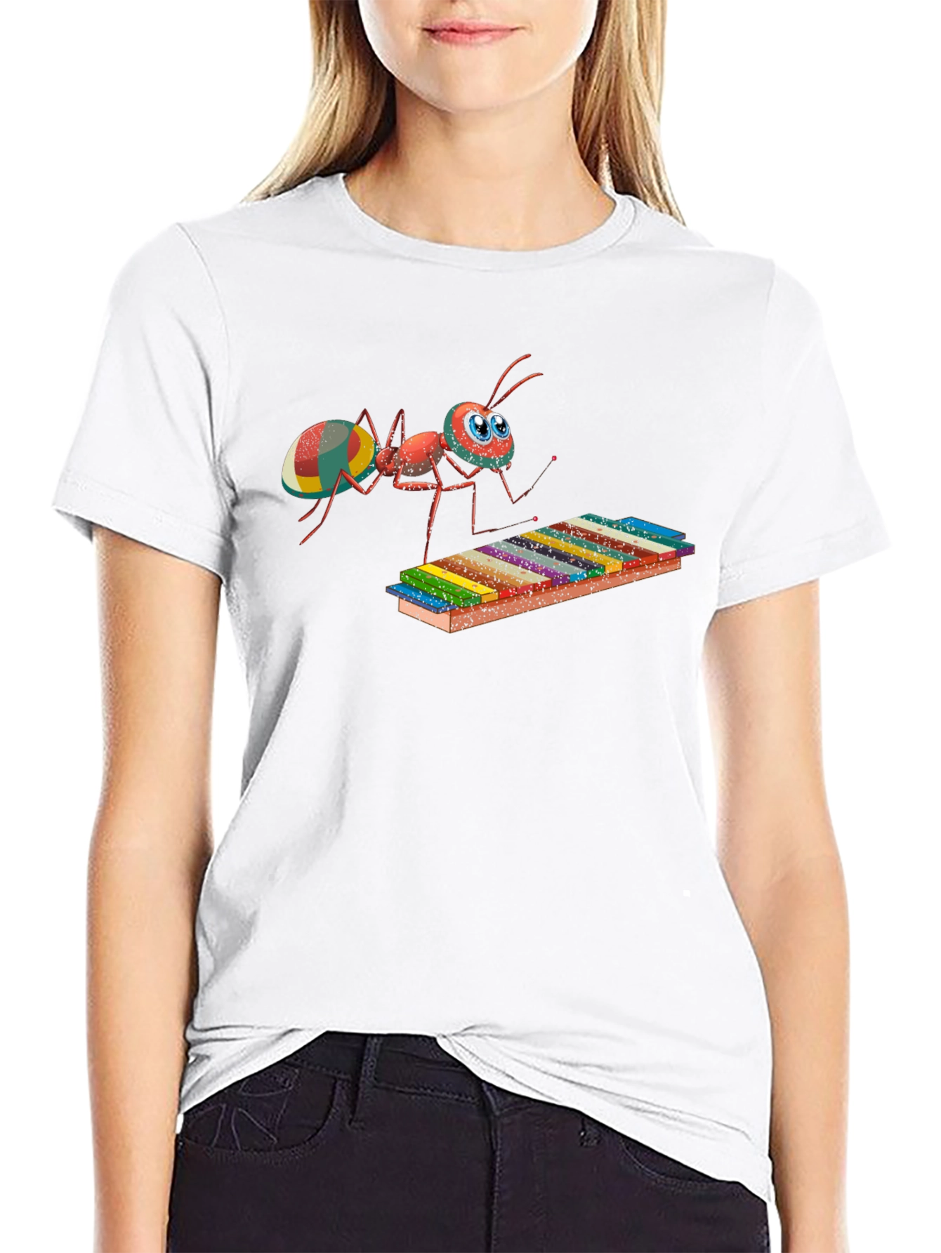 Musical Ant Graphic Tee - Quirky Cotton T-Shirt