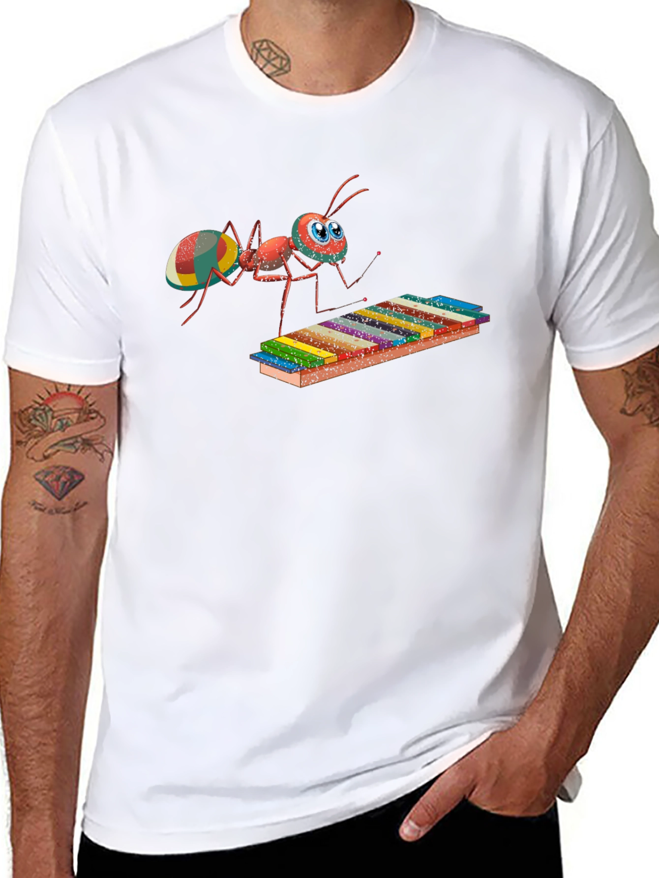 Musical Ant Graphic Tee - Quirky Cotton T-Shirt