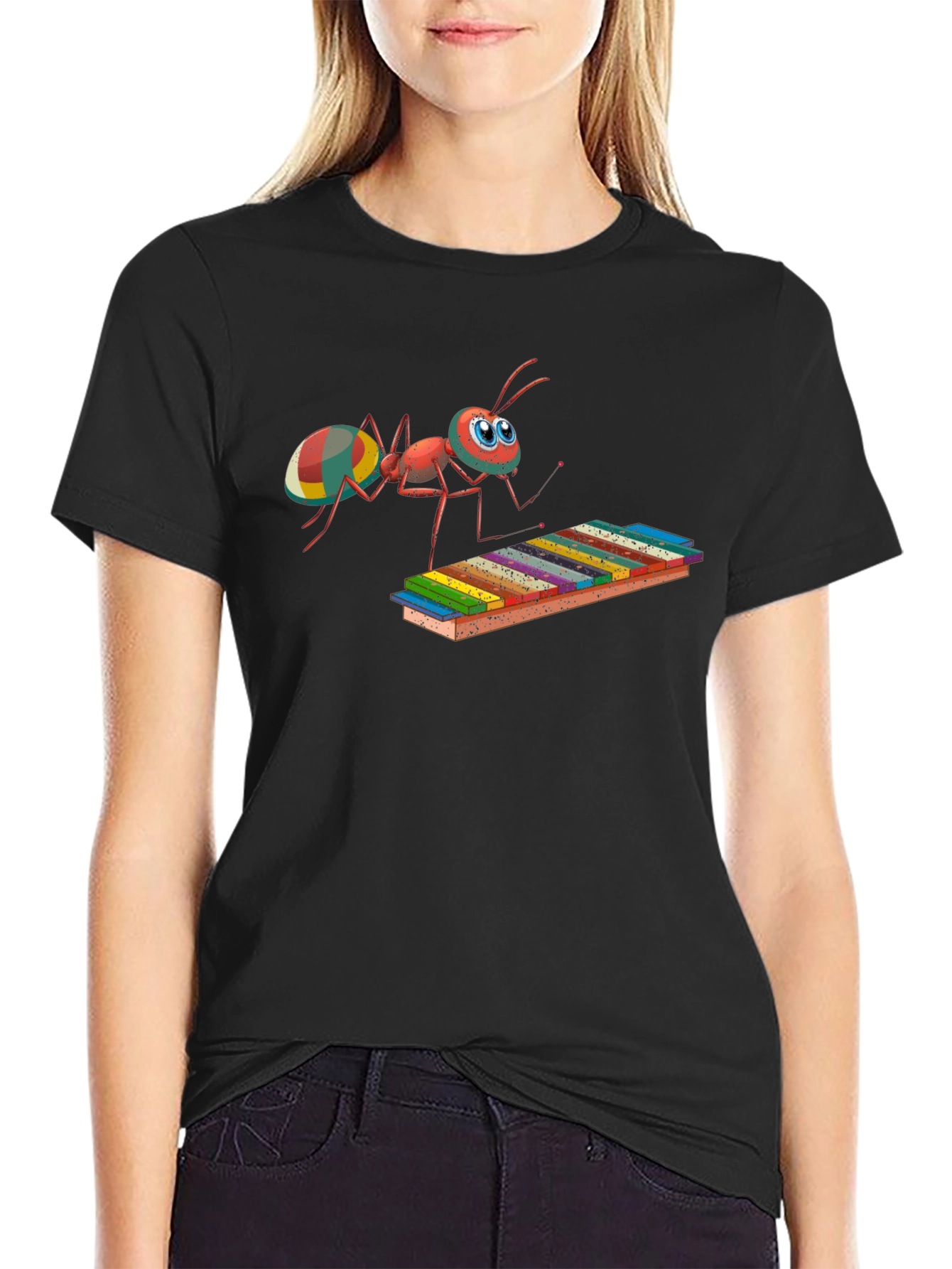 Musical Ant Graphic Tee - Quirky Cotton T-Shirt