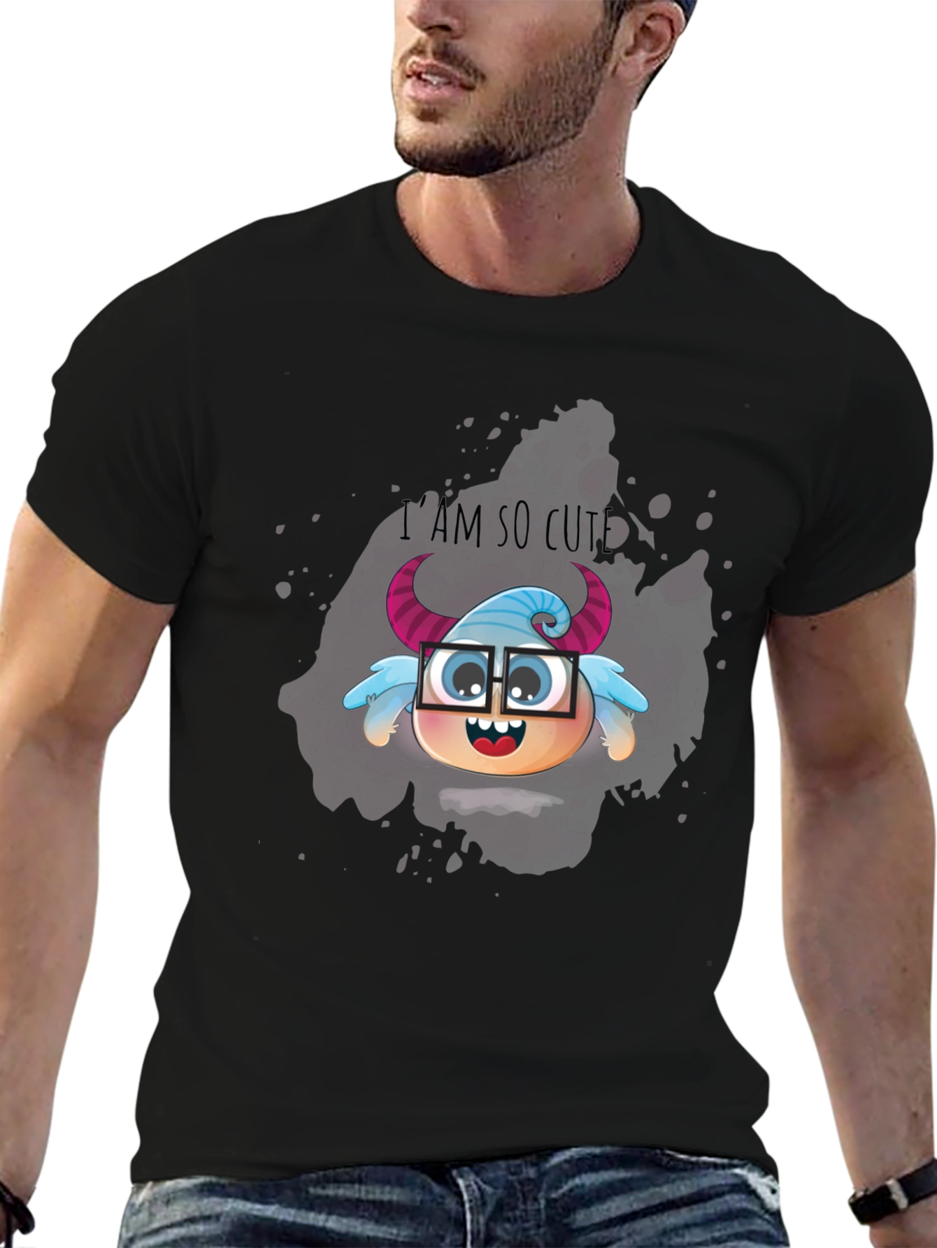 Cute Monster Graphic Tee - Unisex Black T-Shirt