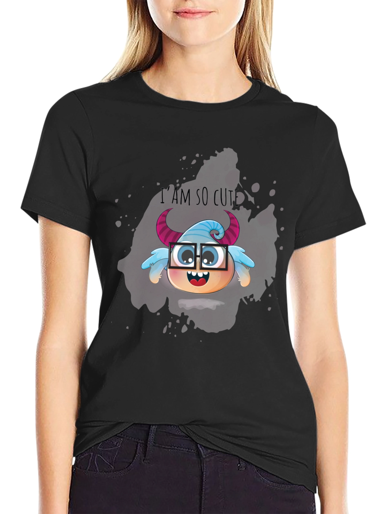 Cute Monster Graphic Tee - Unisex Black T-Shirt