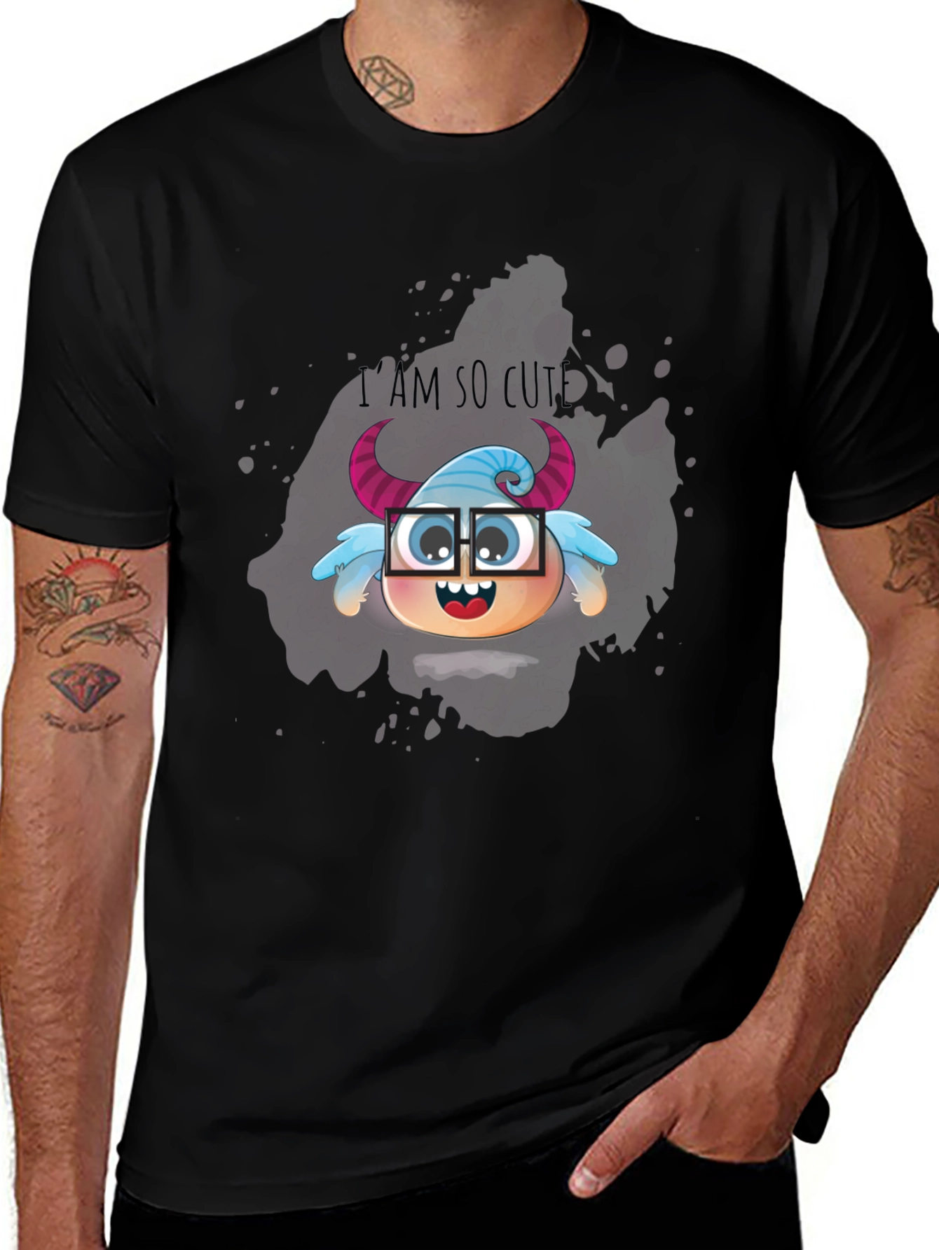Cute Monster Graphic Tee - Unisex Black T-Shirt