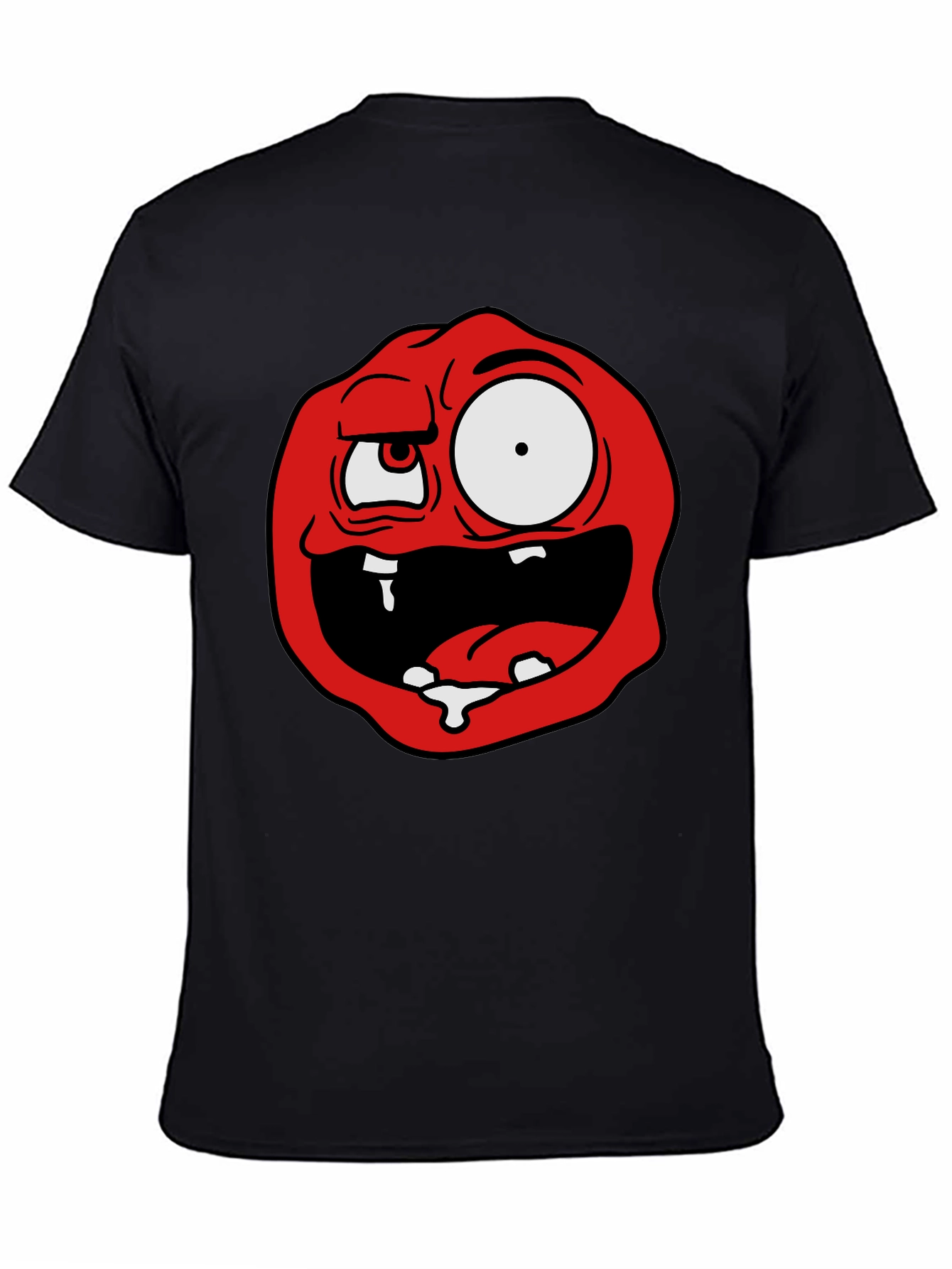 Cartoon Monster Graphic Tee - Black Cotton Blend