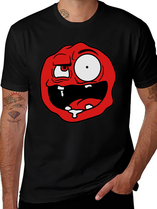 Cartoon Monster Graphic Tee - Black Cotton Blend