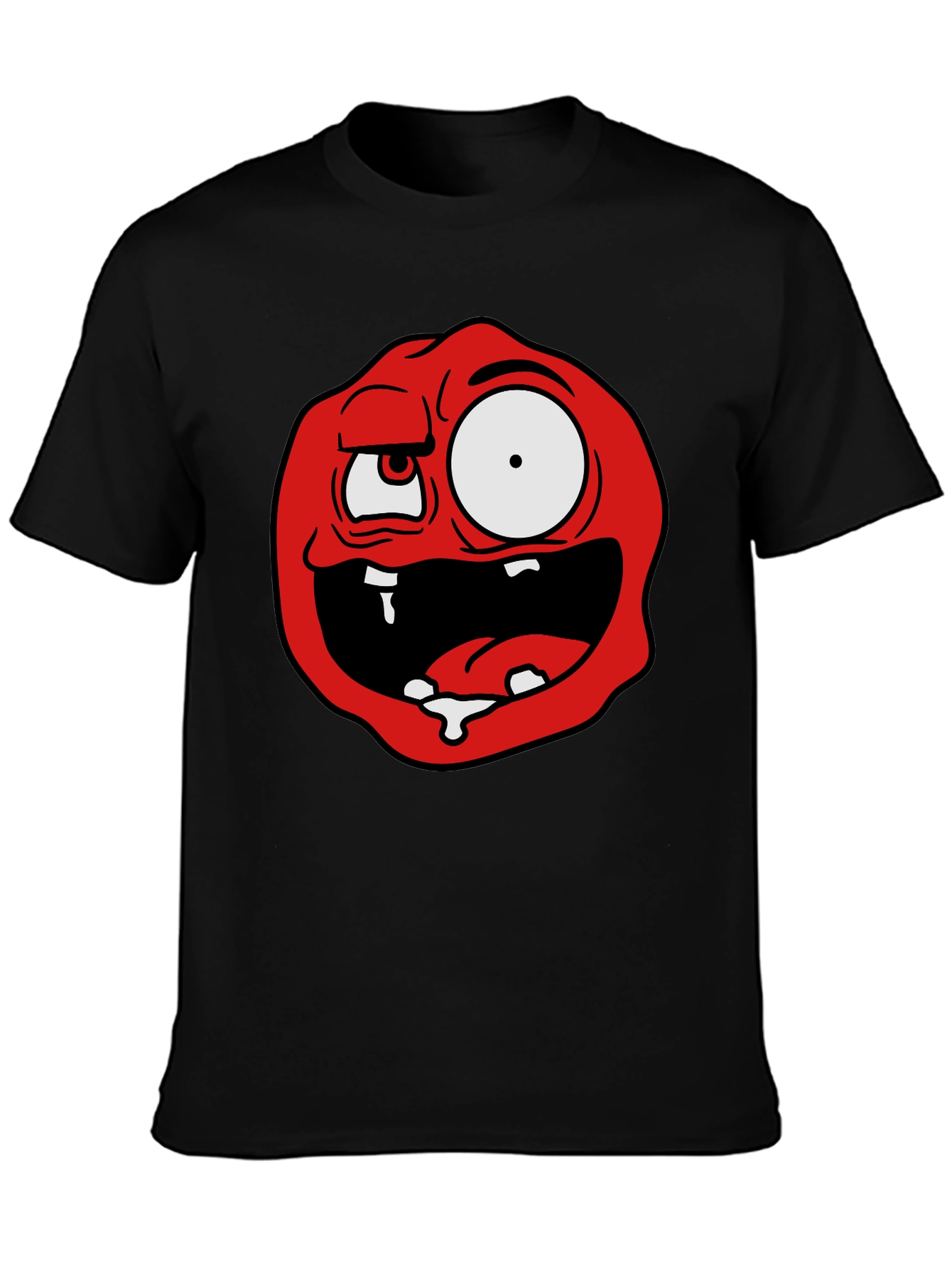 Cartoon Monster Graphic Tee - Black Cotton Blend