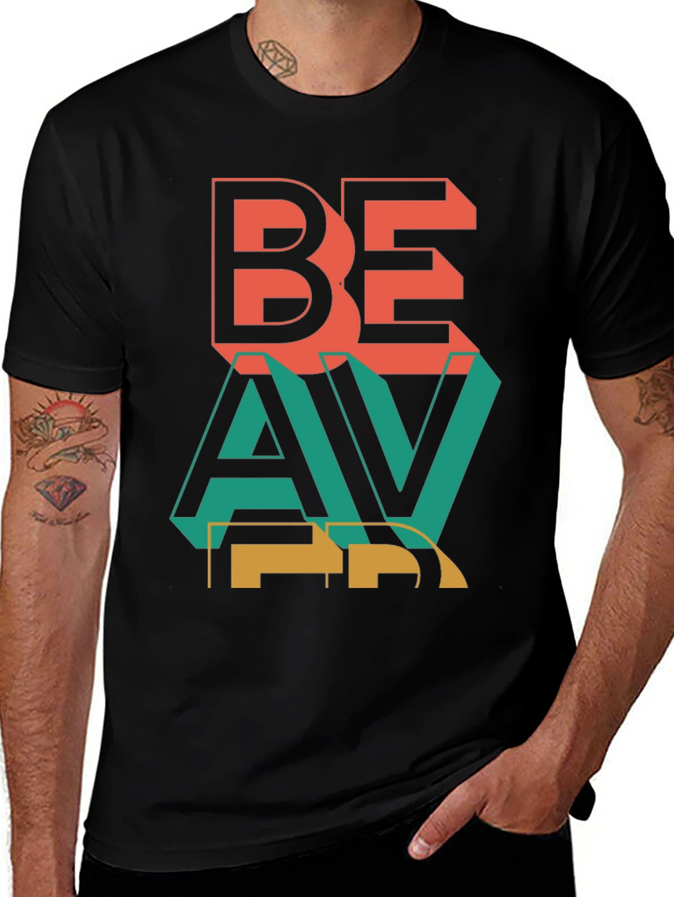 Retro Style Be Brave Graphic Black T-Shirt