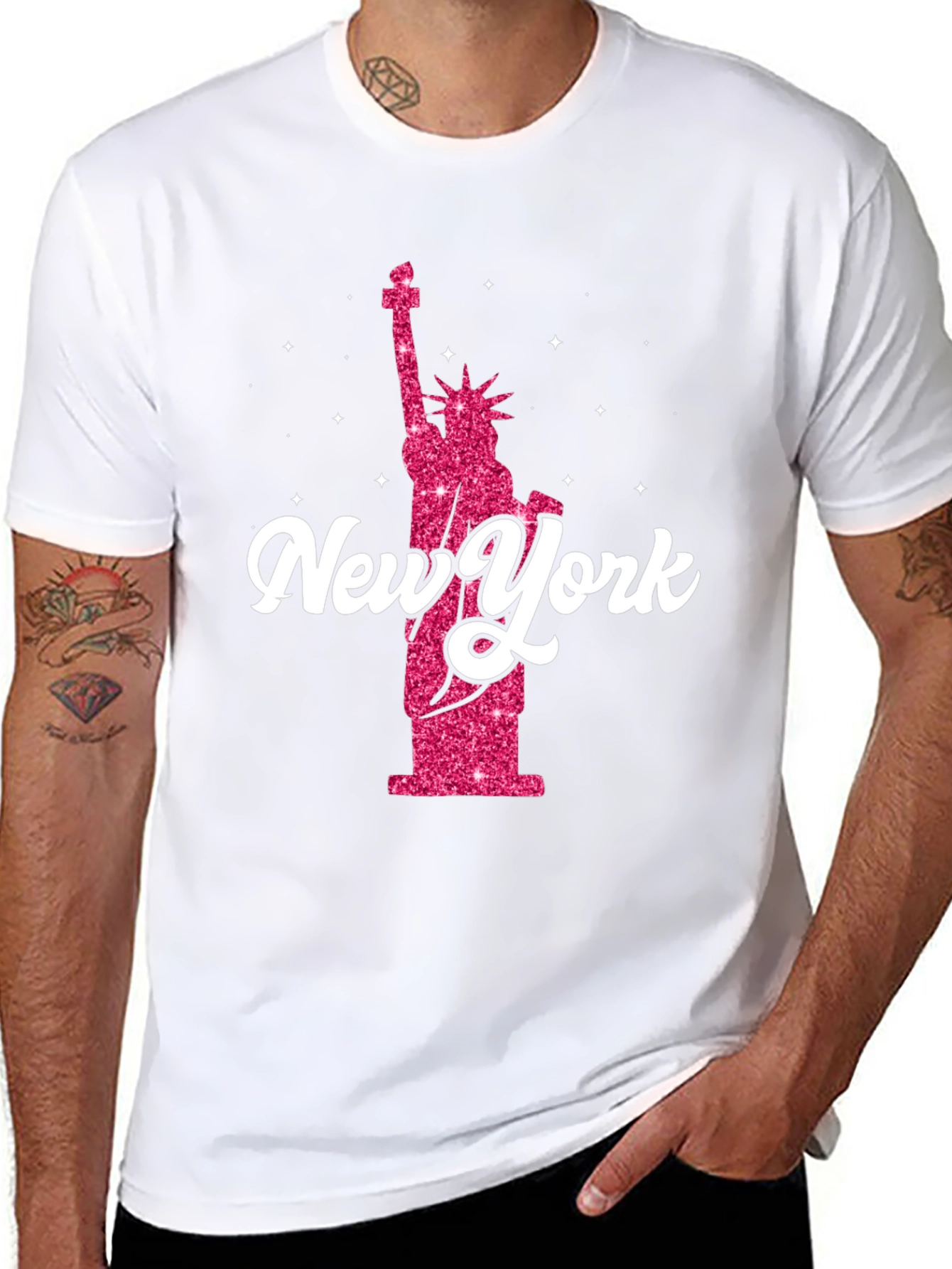 New York Statue of Liberty Glitter T-Shirt