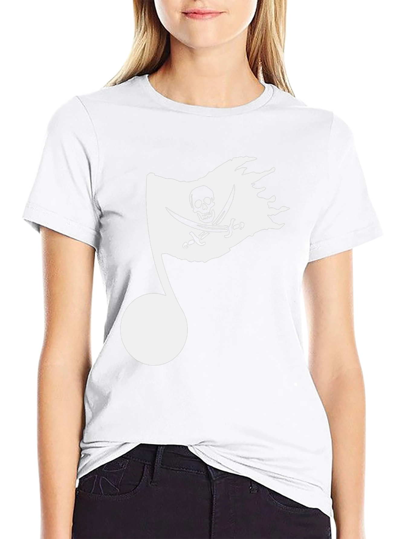 Musical Pirate Note Mens Black T-Shirt