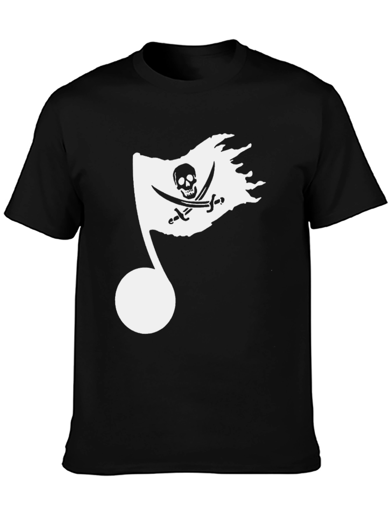 Musical Pirate Note Mens Black T-Shirt