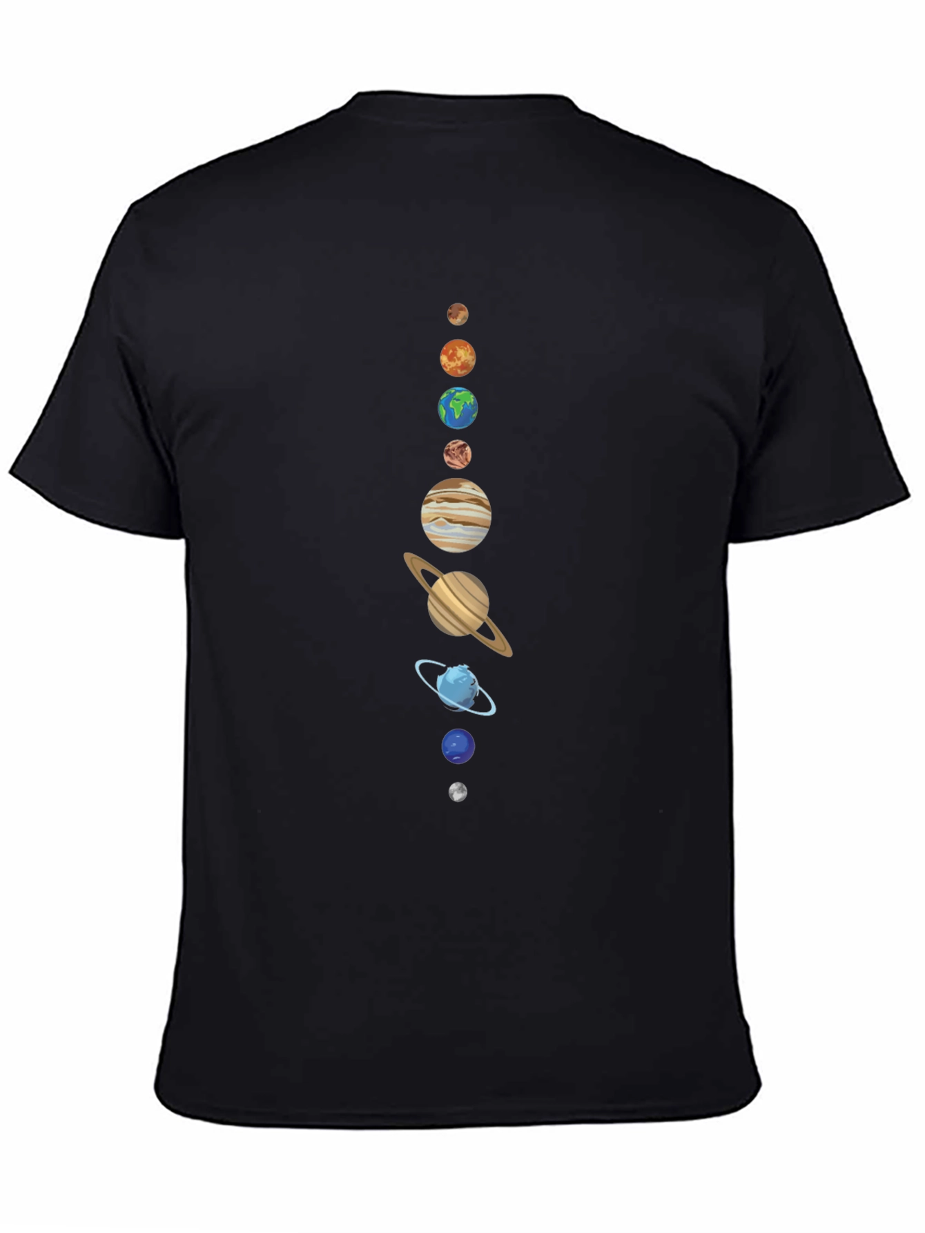 Planets Graphic Black T-Shirt - Astronomy Style