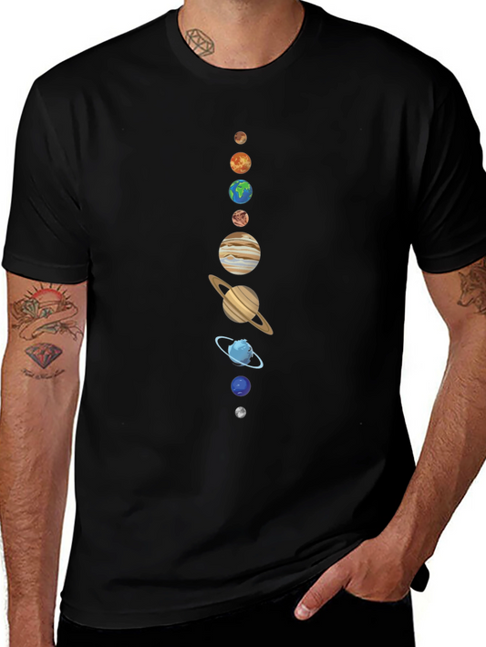 Planets Graphic Black T-Shirt - Astronomy Style