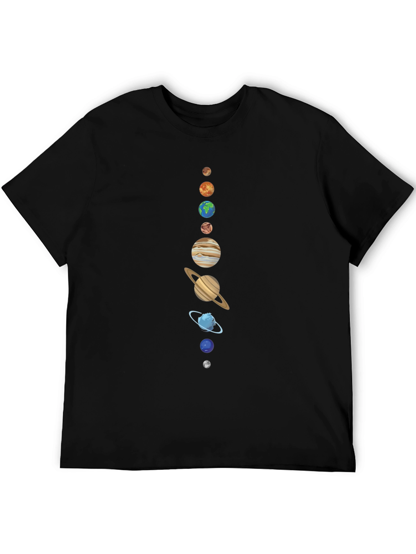 Planets Graphic Black T-Shirt - Astronomy Style