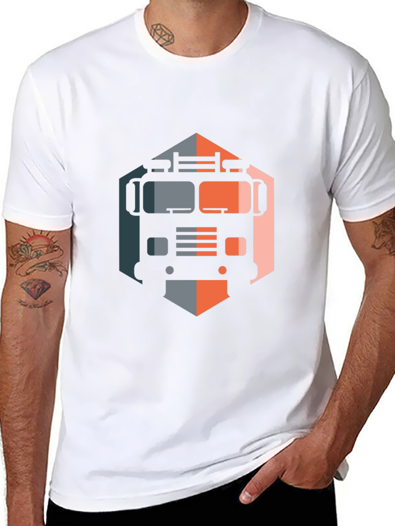 Truck Graphic Tee - Unique Hexagon Design