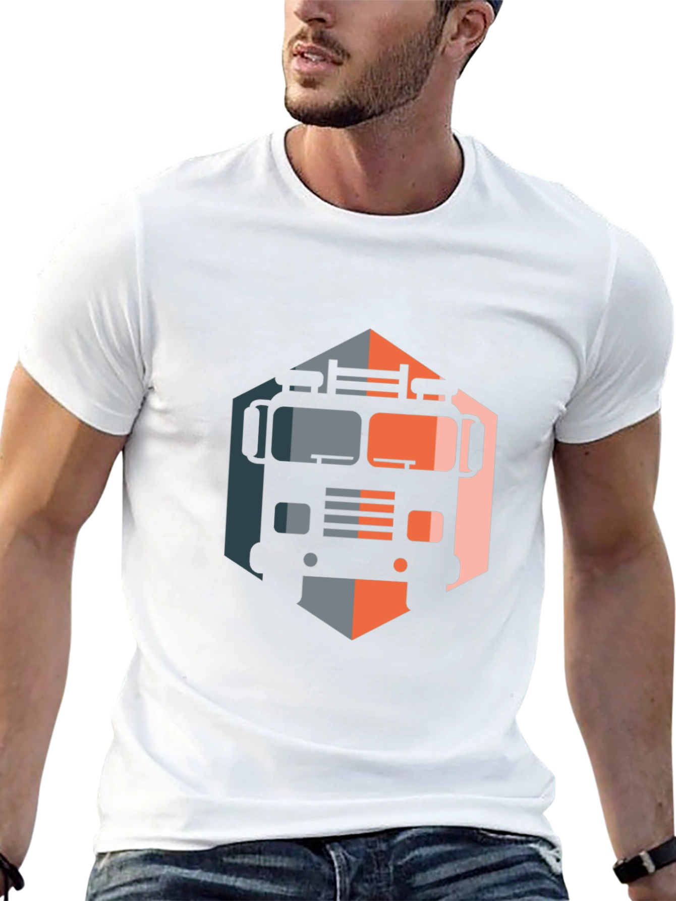 Truck Graphic Tee - Unique Hexagon Design