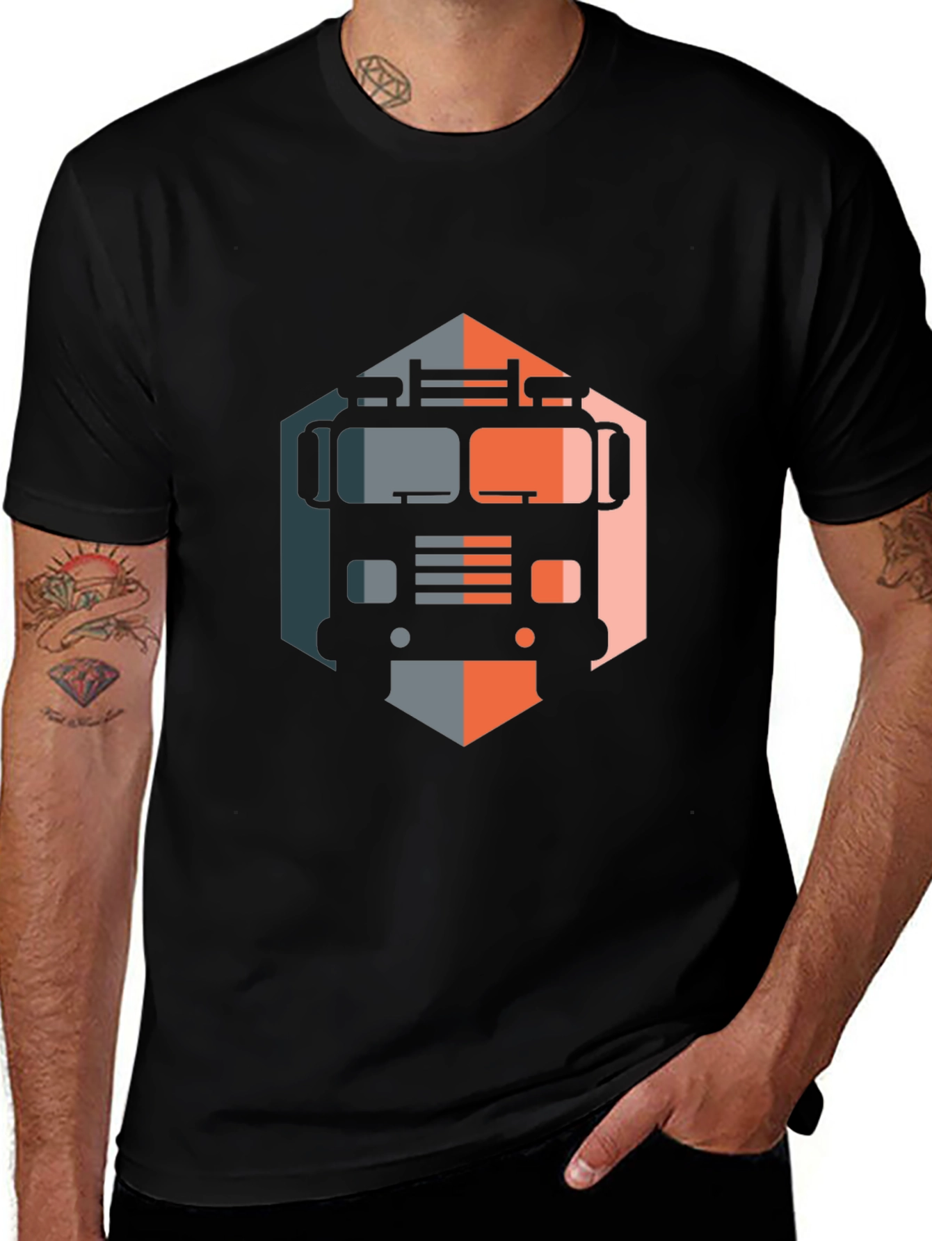 Truck Graphic Tee - Unique Hexagon Design