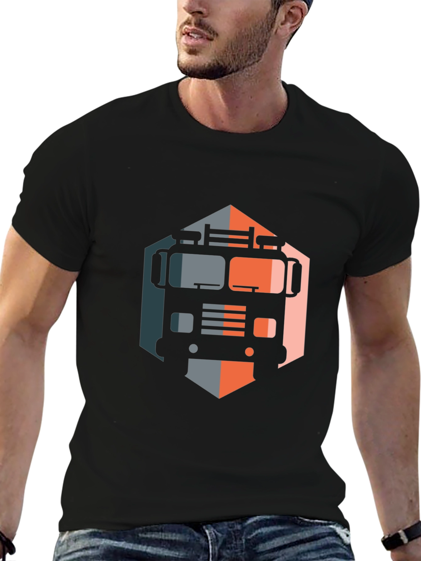 Truck Graphic Tee - Unique Hexagon Design