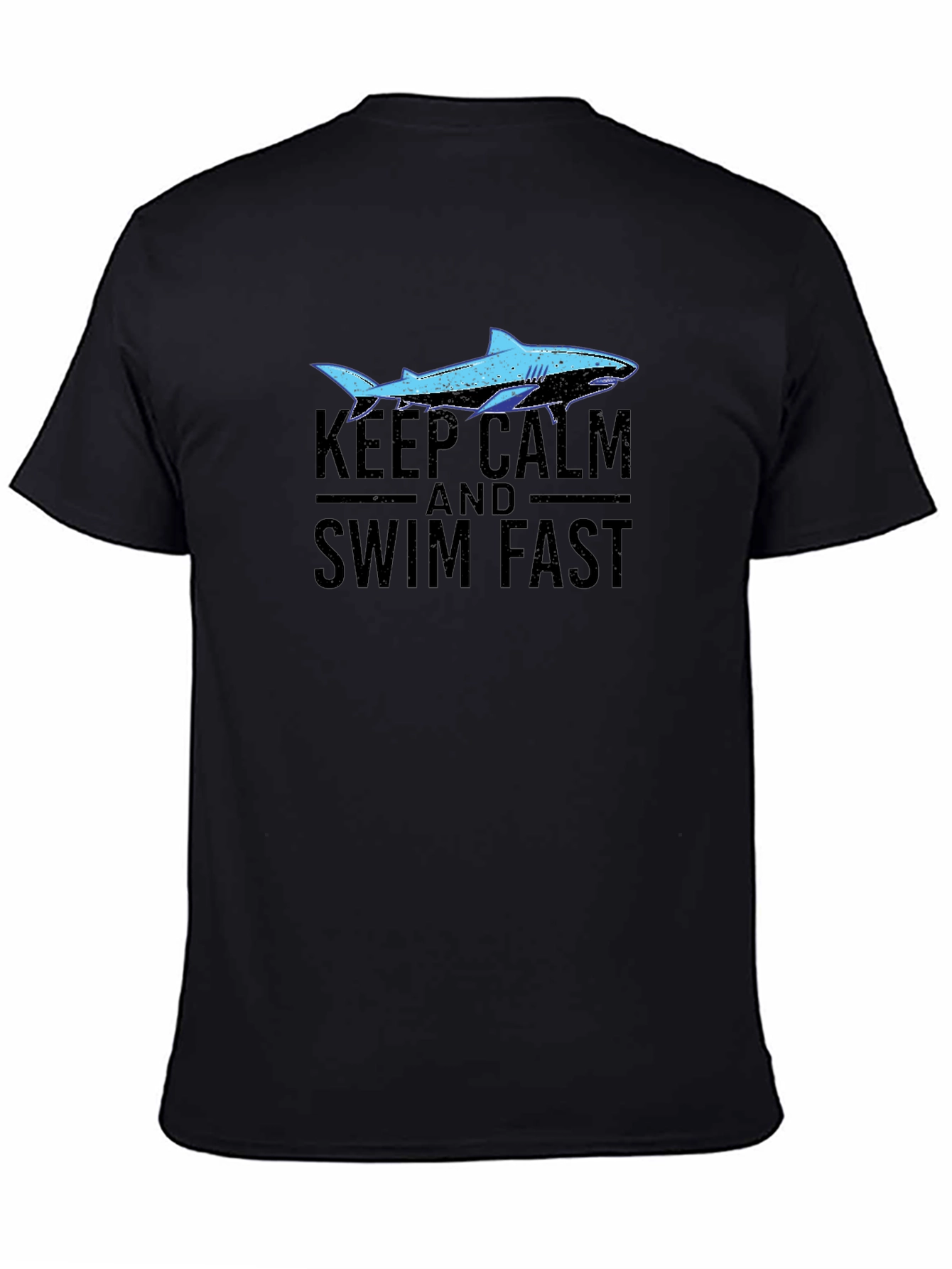 Keep Calm Swim Fast Shark Graphic T-Shirt