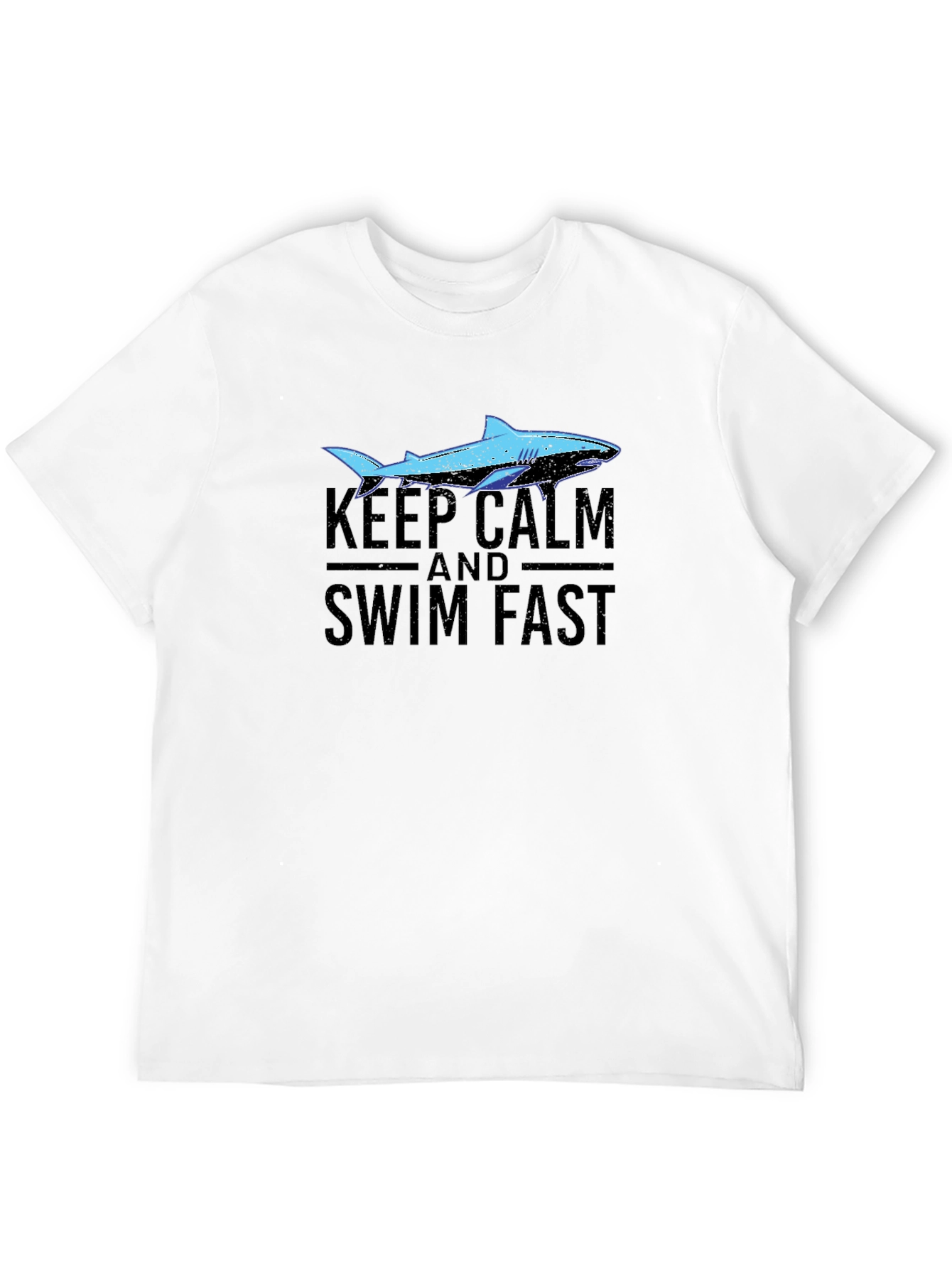 Keep Calm Swim Fast Shark Graphic T-Shirt