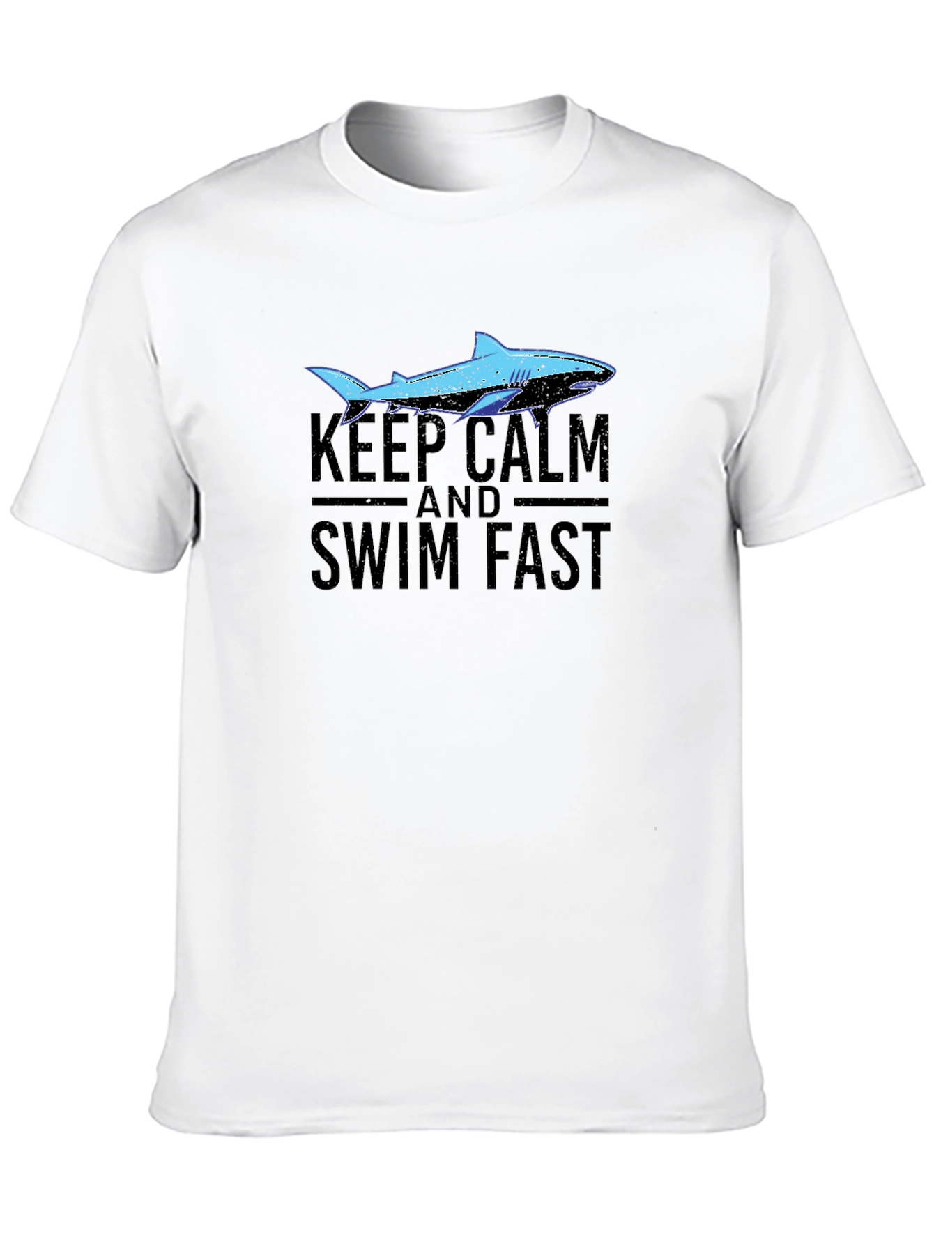 Keep Calm Swim Fast Shark Graphic T-Shirt