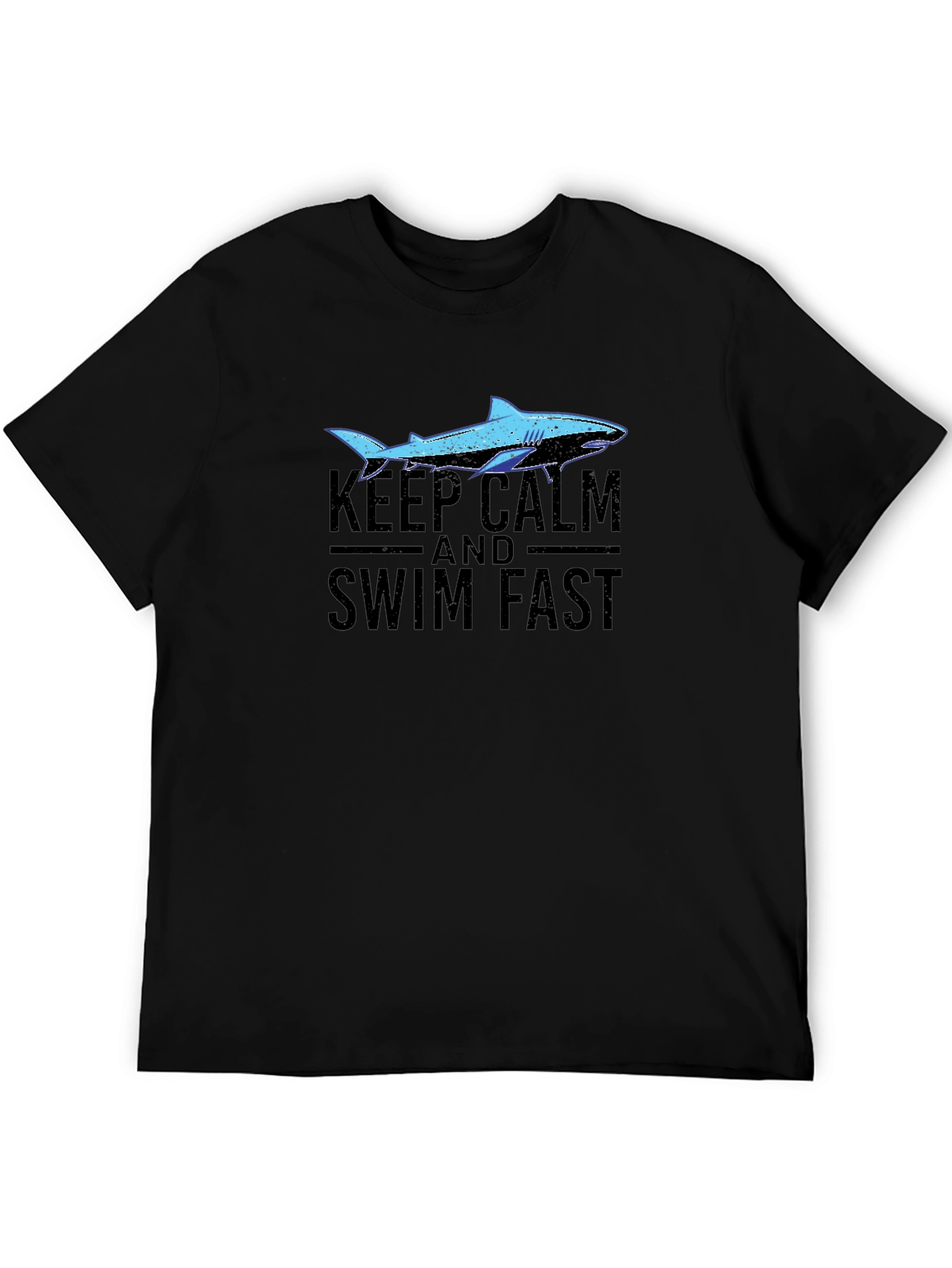 Keep Calm Swim Fast Shark Graphic T-Shirt