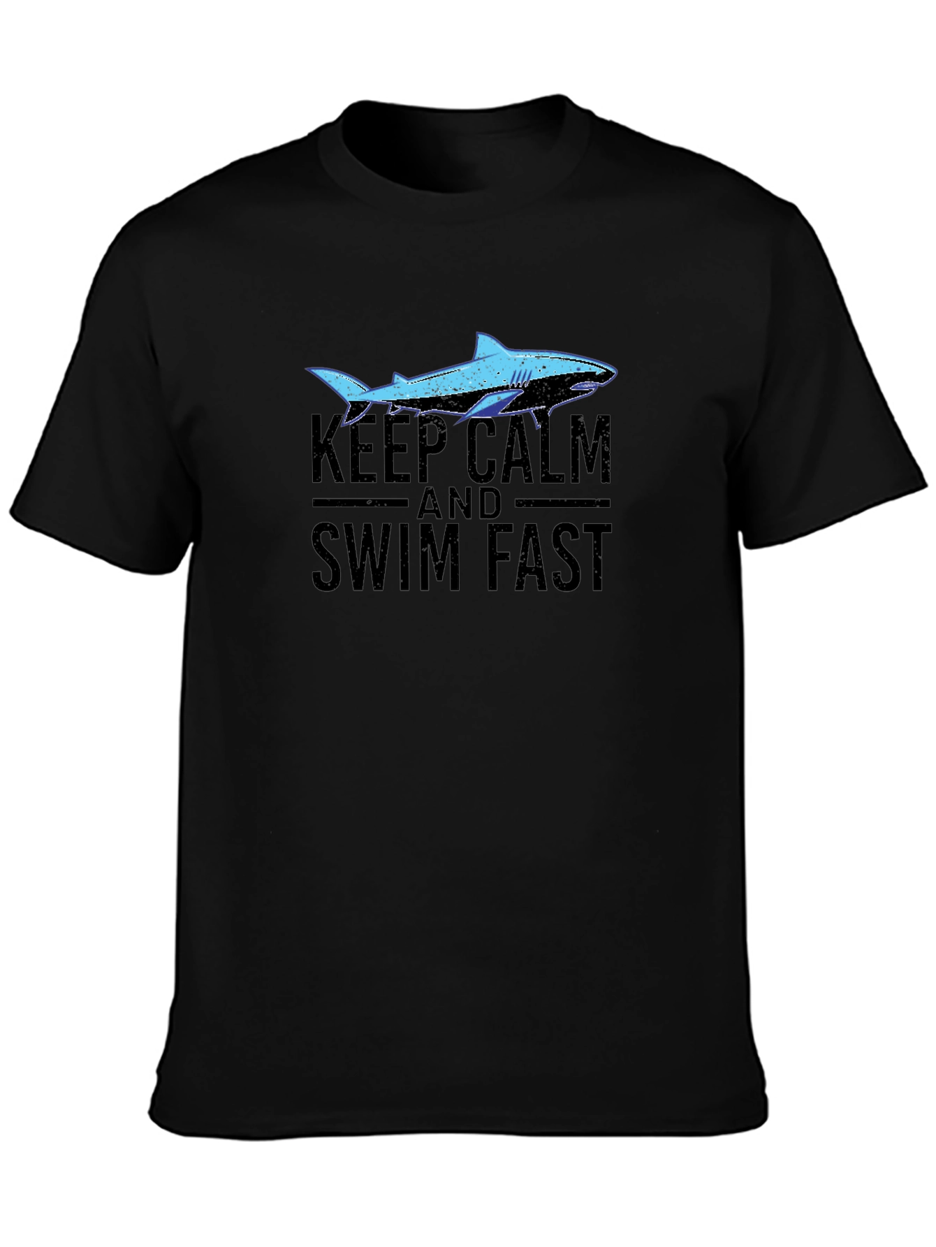 Keep Calm Swim Fast Shark Graphic T-Shirt