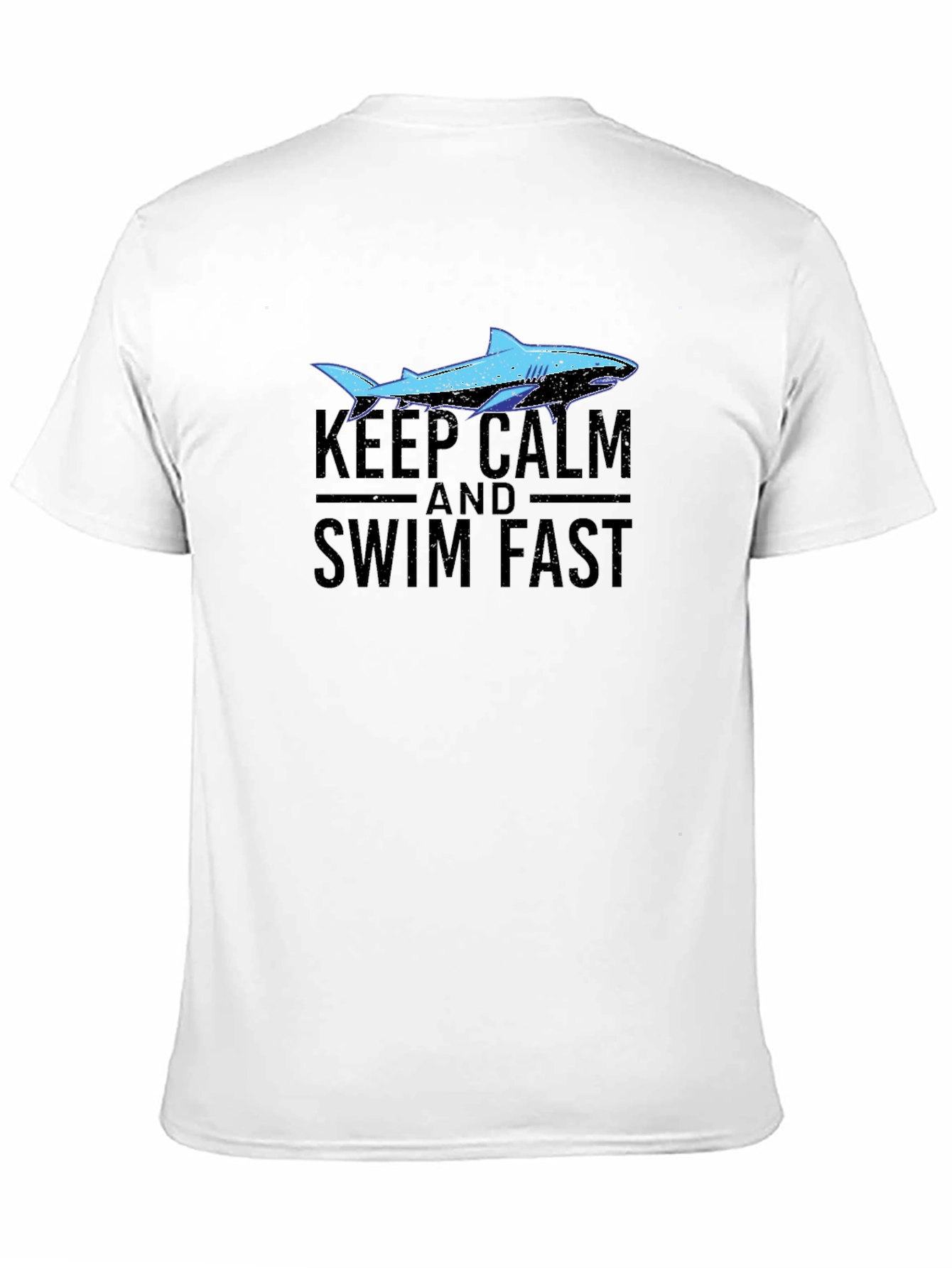 Keep Calm Swim Fast Shark Graphic T-Shirt