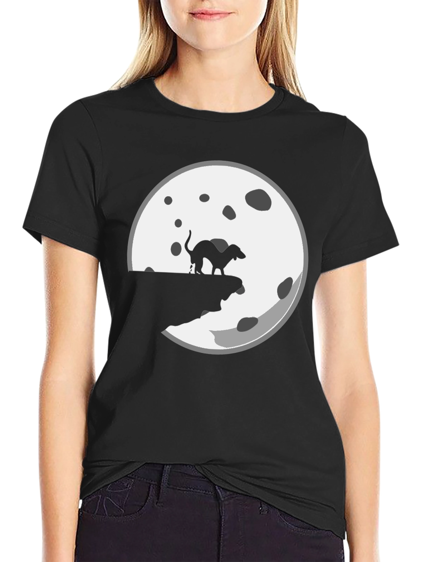Funny Dog Mooning Mens Black T-Shirt