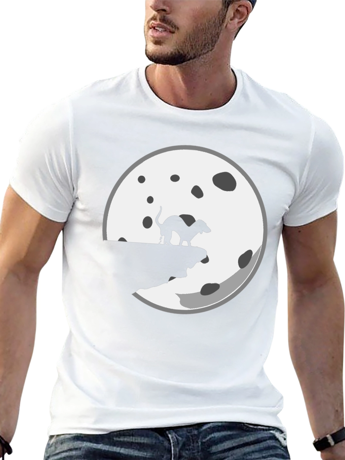 Funny Dog Mooning Mens Black T-Shirt