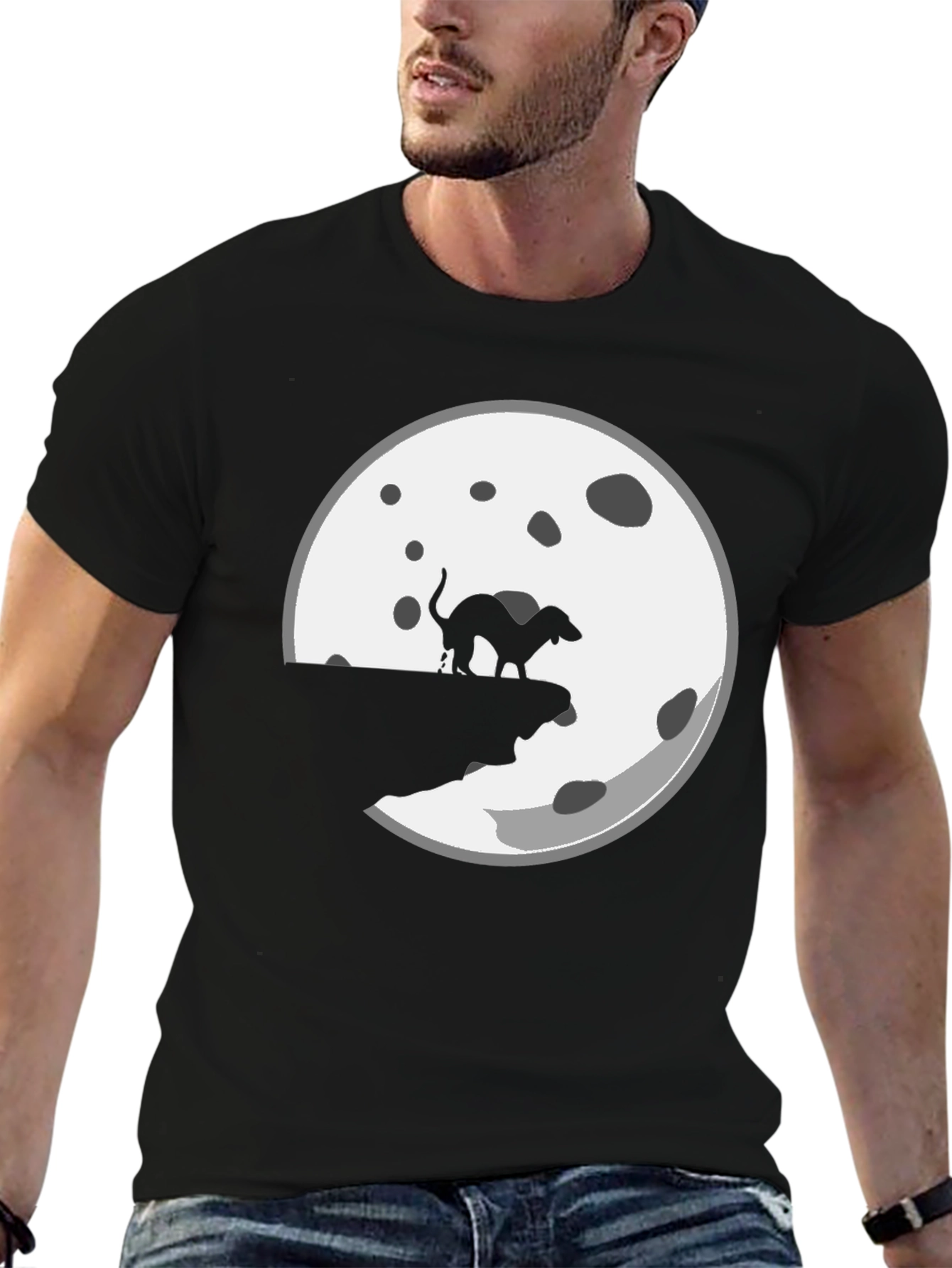 Funny Dog Mooning Mens Black T-Shirt
