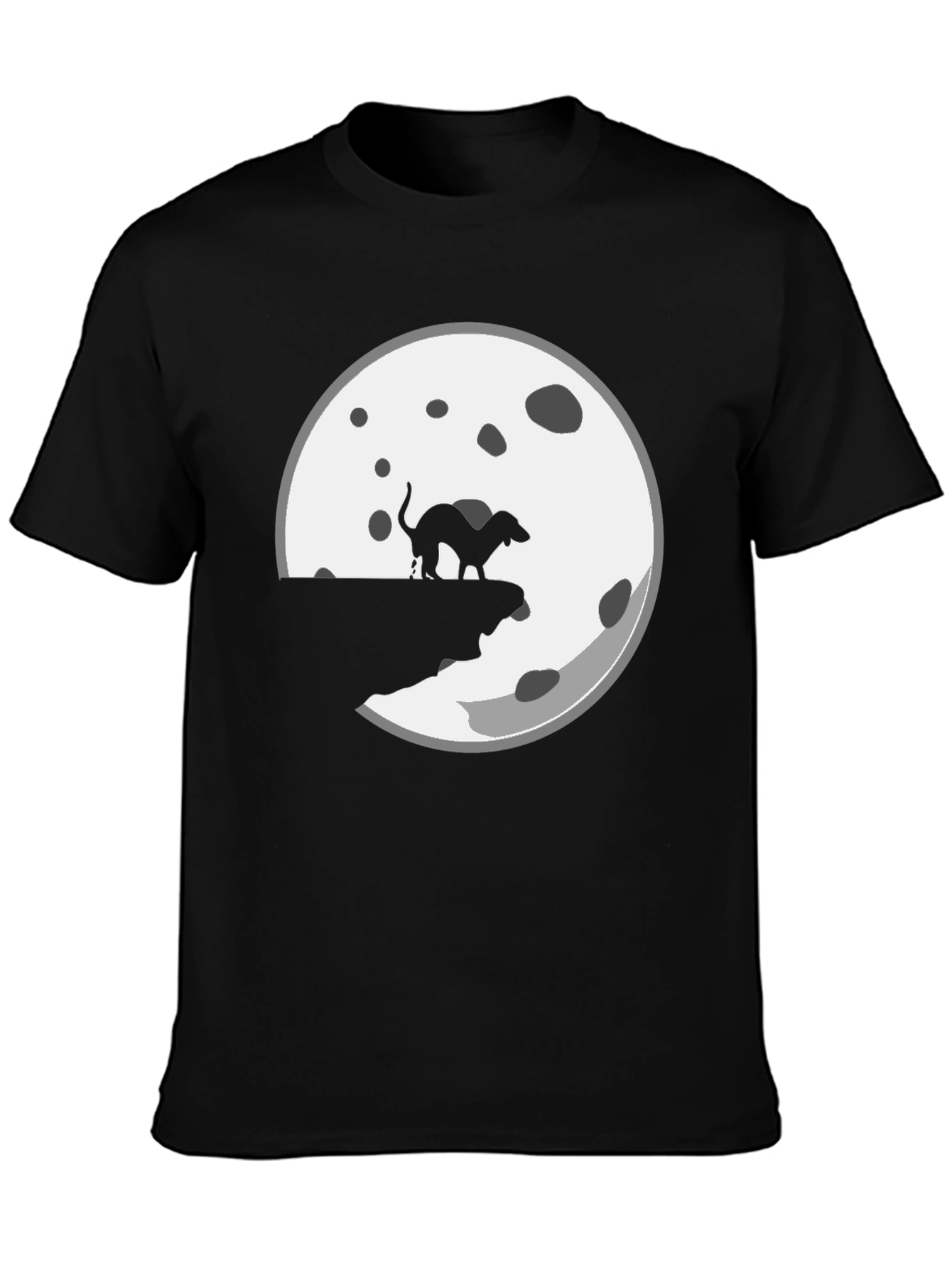 Funny Dog Mooning Mens Black T-Shirt