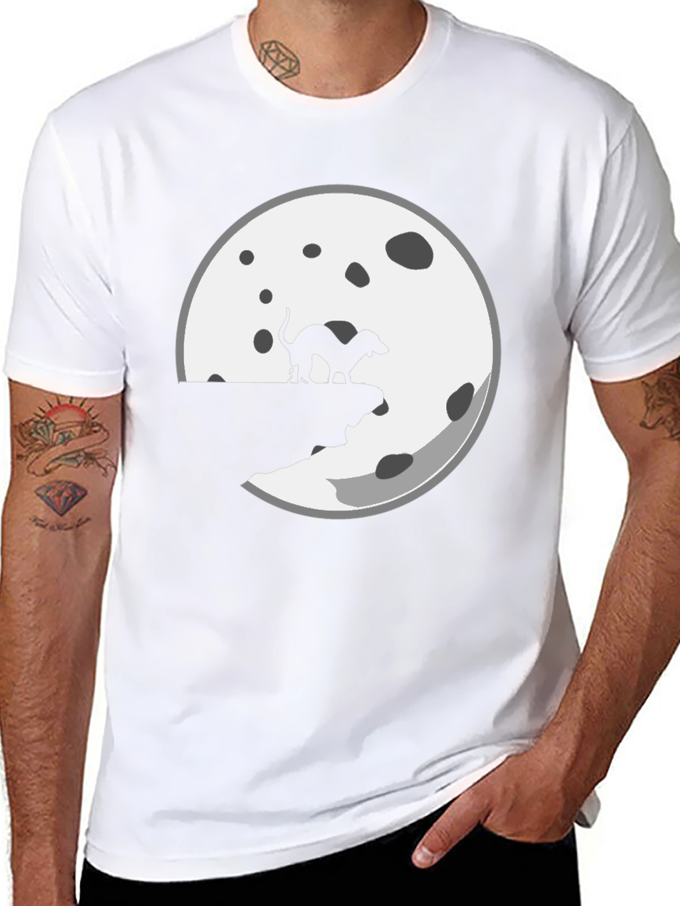Funny Dog Mooning Mens Black T-Shirt