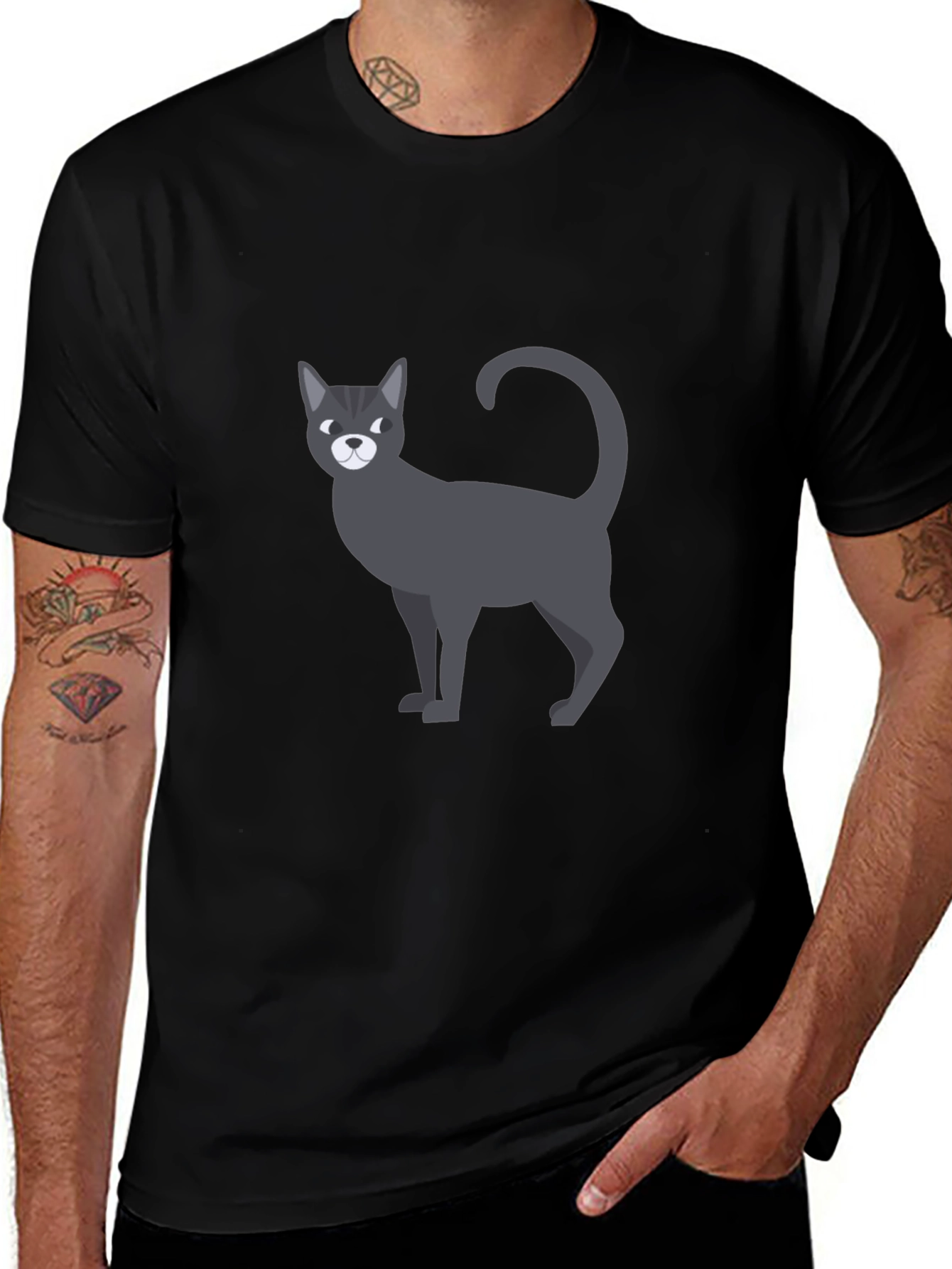 Cool Cat Graphic T-Shirt - Mens Black Tee