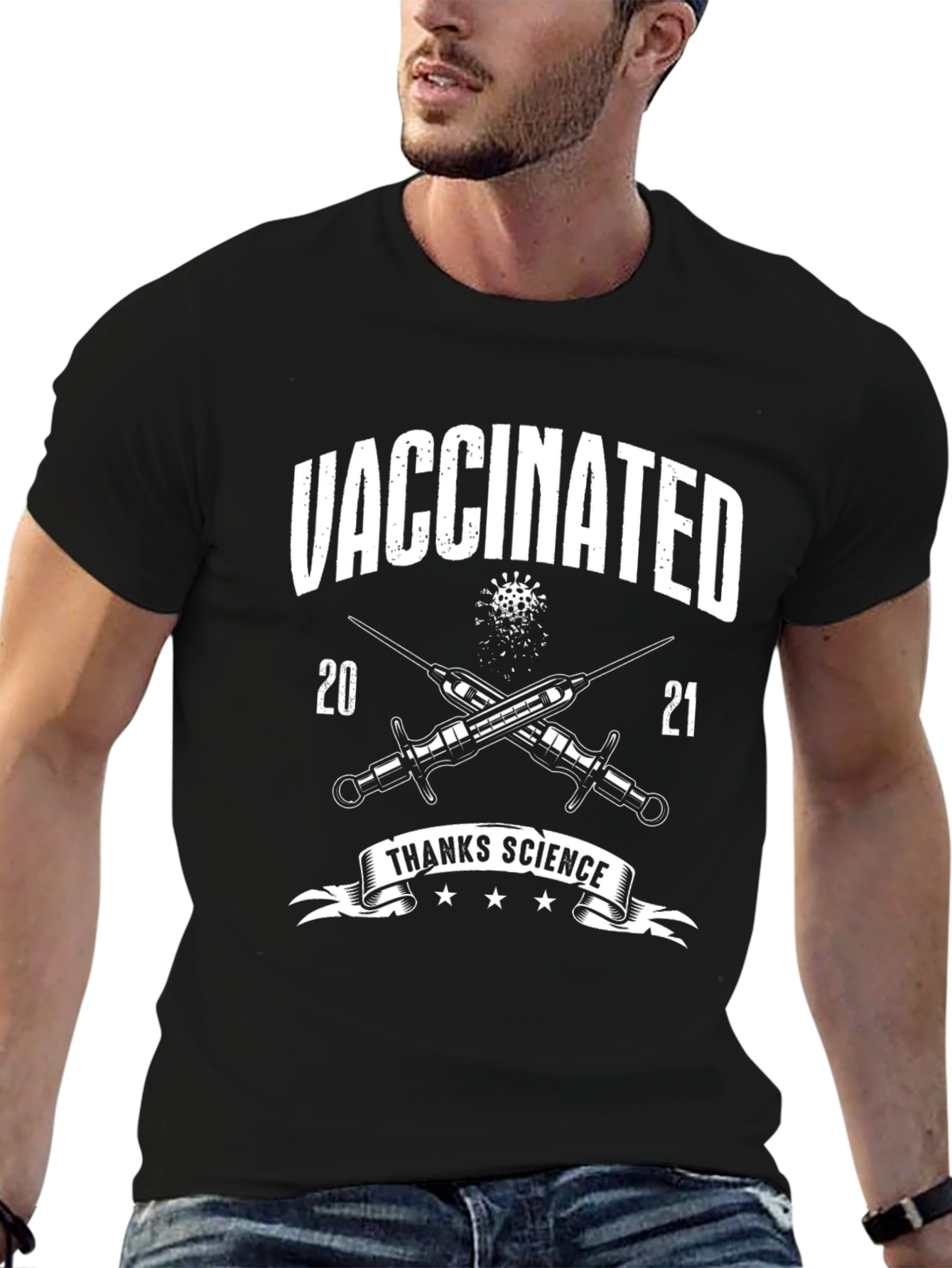 Vaccinated 2021 T-Shirt Thanks Science Novelty Graphic Tee