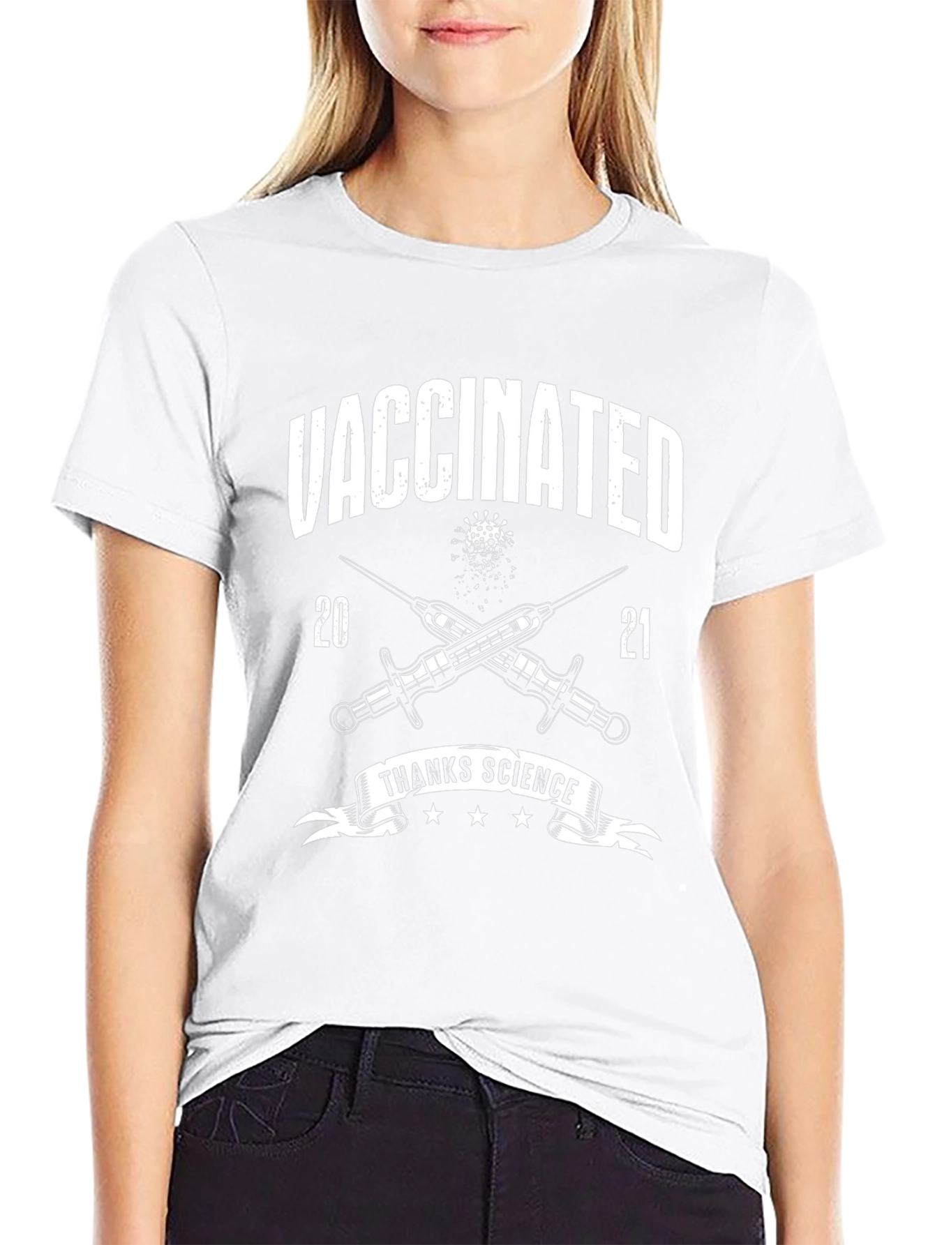Vaccinated 2021 T-Shirt Thanks Science Novelty Graphic Tee