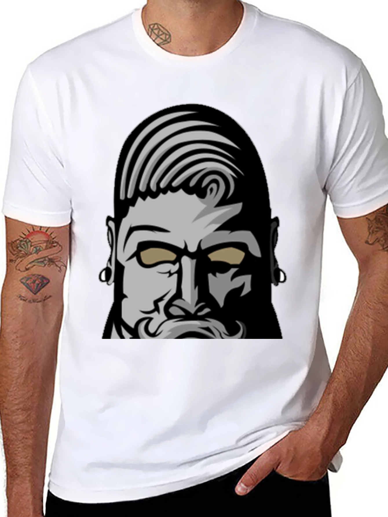Bold Graphic Tee: Bearded Man Design