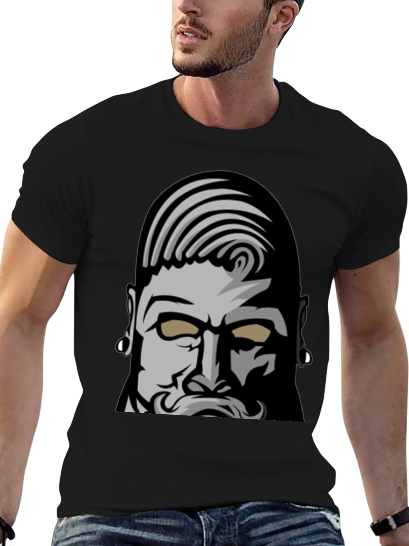 Bold Graphic Tee: Bearded Man Design
