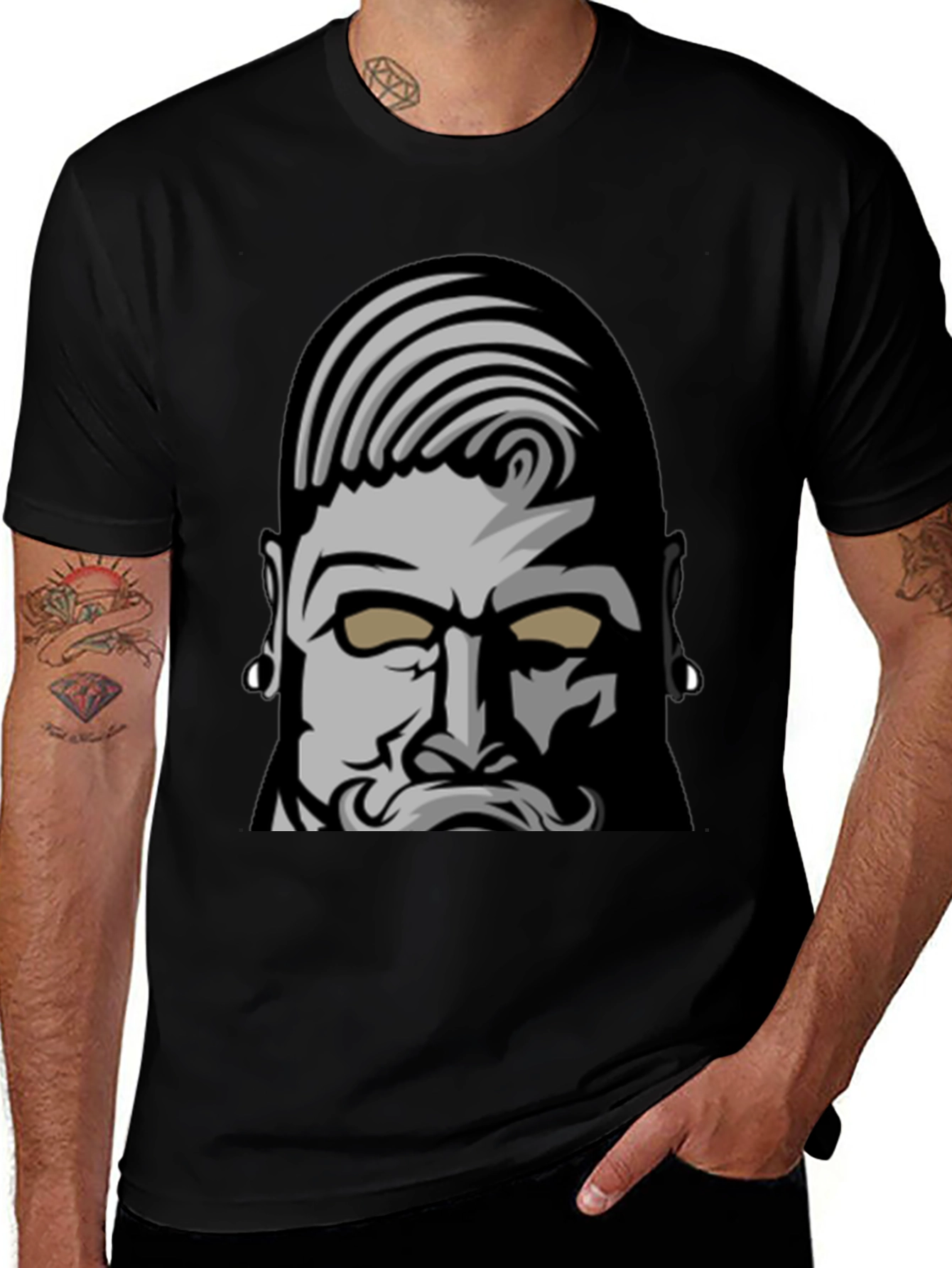 Bold Graphic Tee: Bearded Man Design