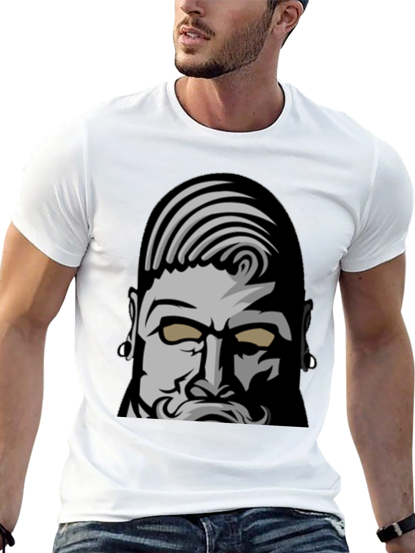 Bold Graphic Tee: Bearded Man Design